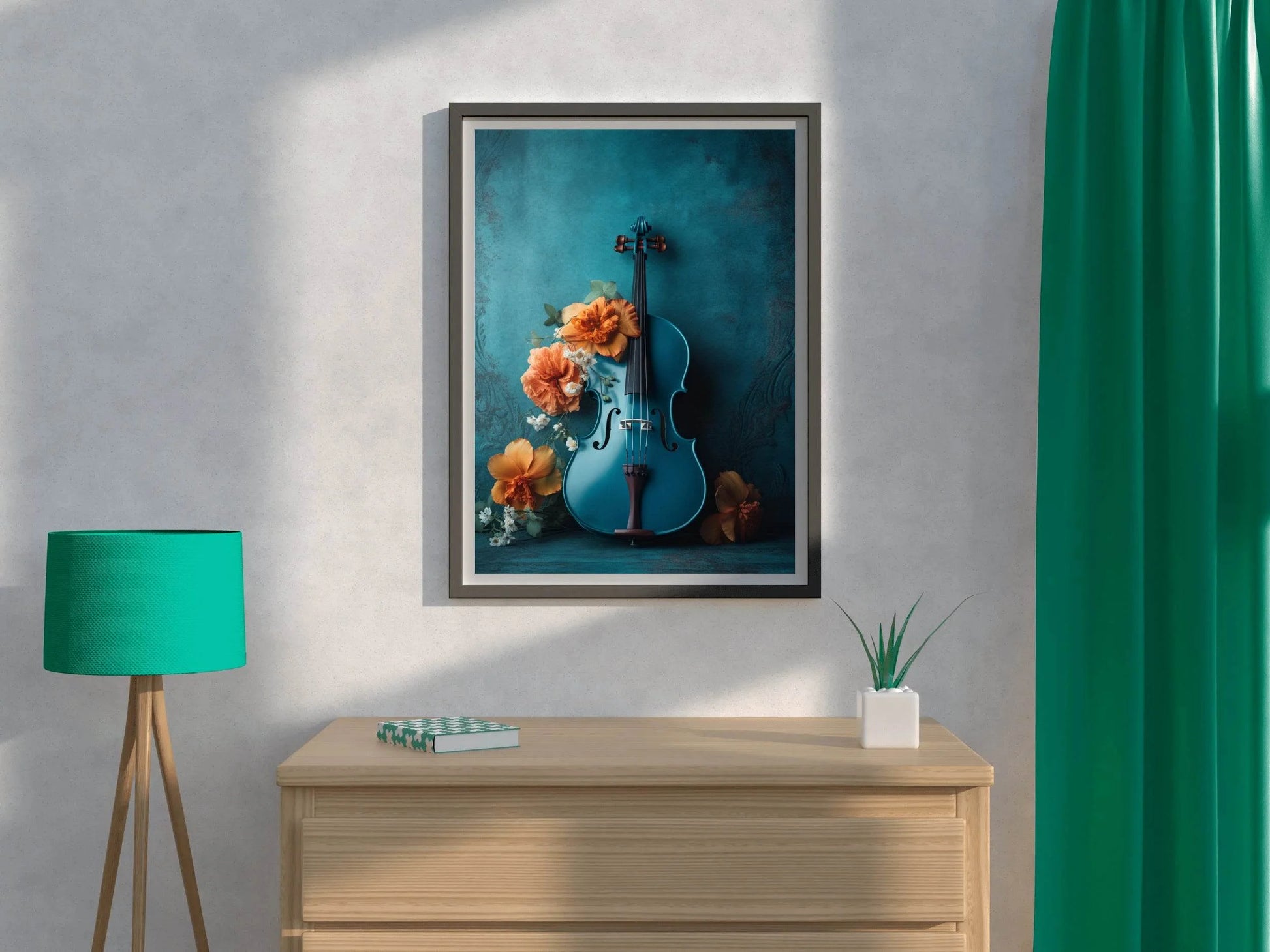 Classical Blue Violin Wall Art - beink online art store