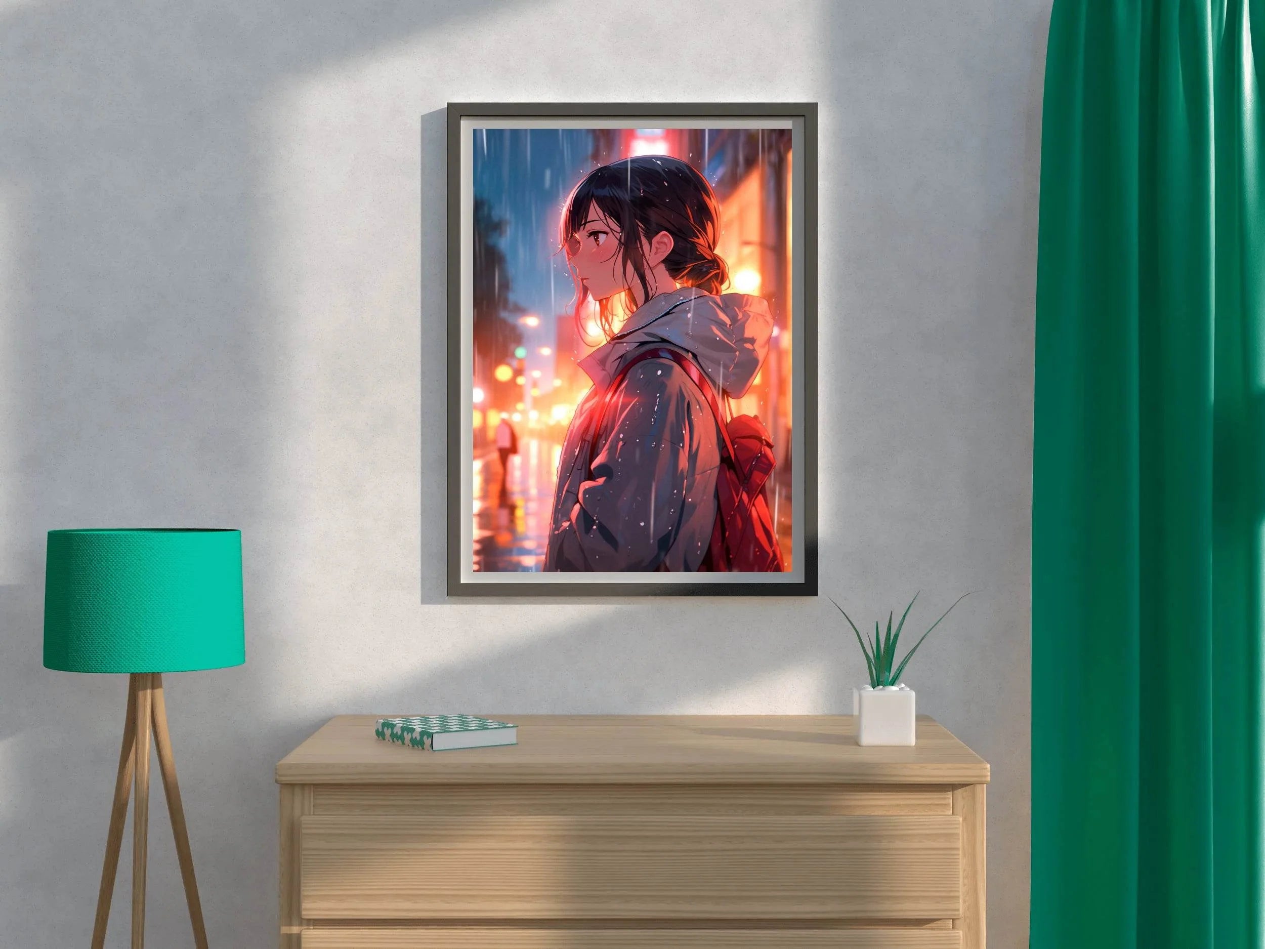 Anime Girl In The Rain Anime Wall Art - beink online art store