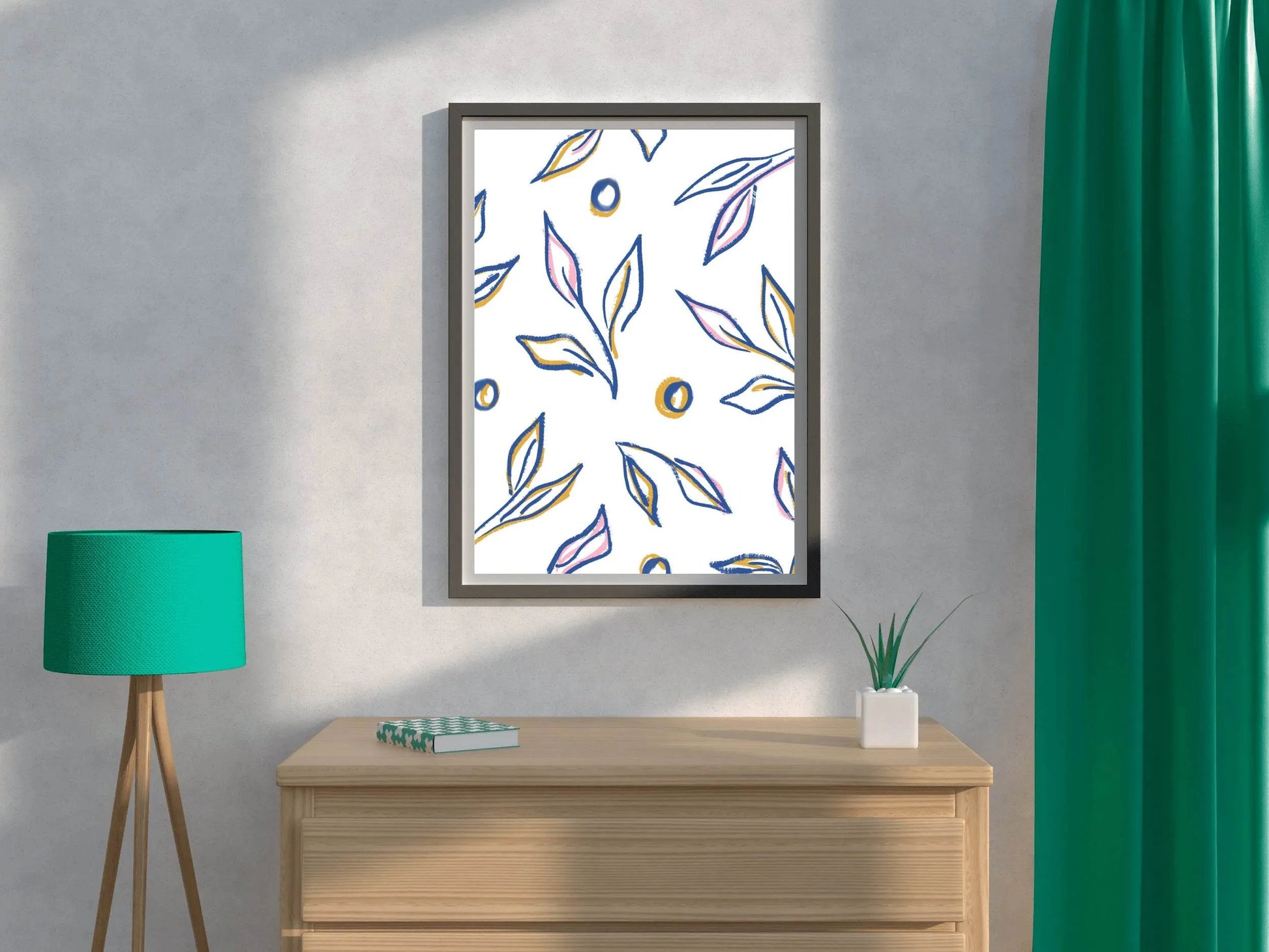The Leaves of The Blue Boho Plant Wall Art - beink online art store