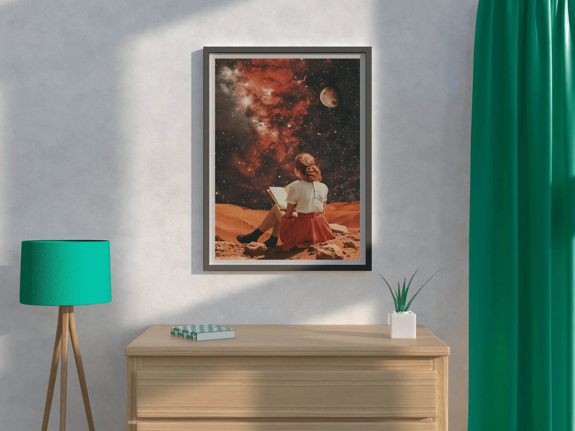 Girl Holding A Book in Space Wall Art - beink online art store