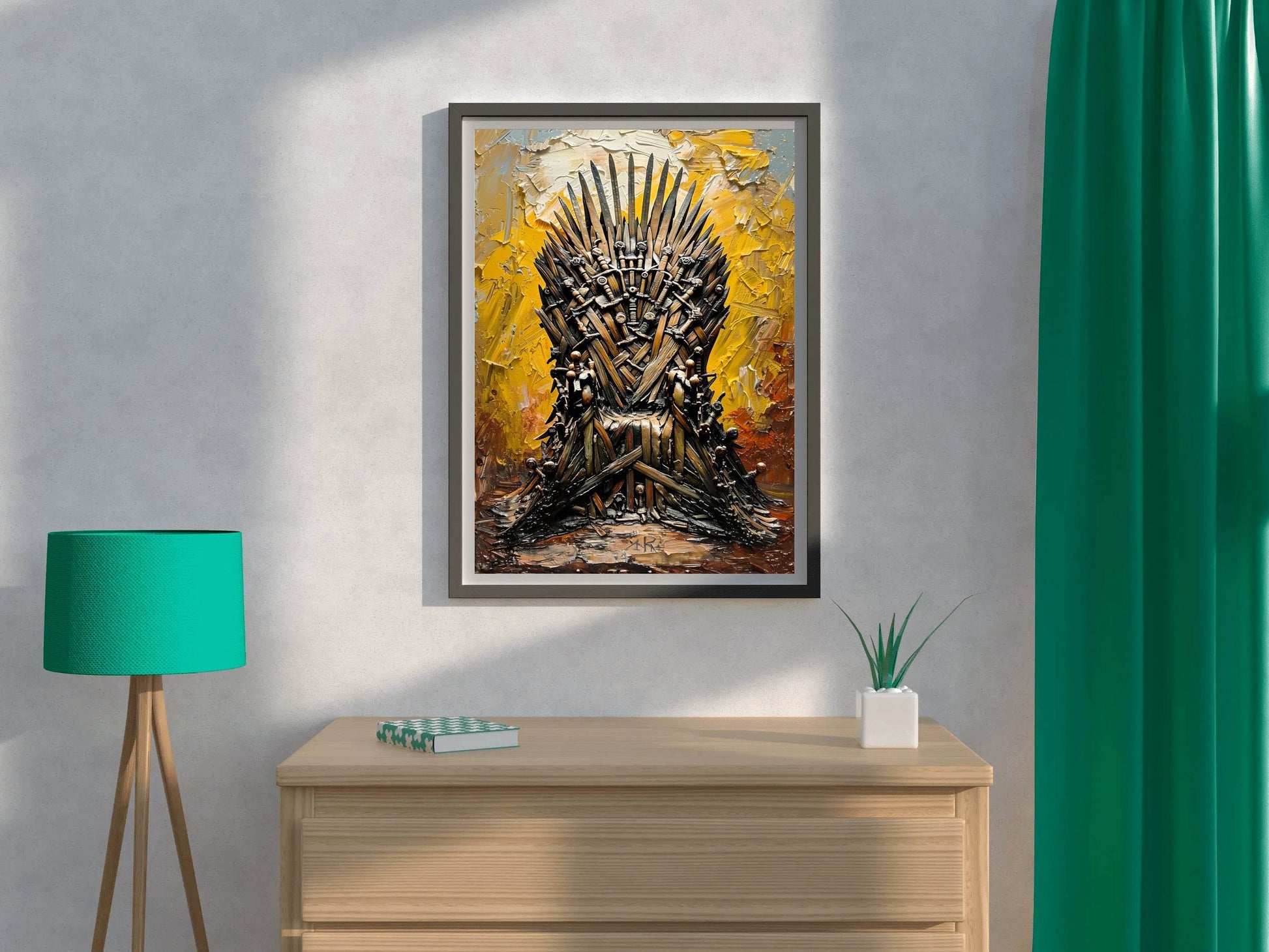 Painting Of A Chair Made Of Daggers And Swords Wall Art - beink online art store