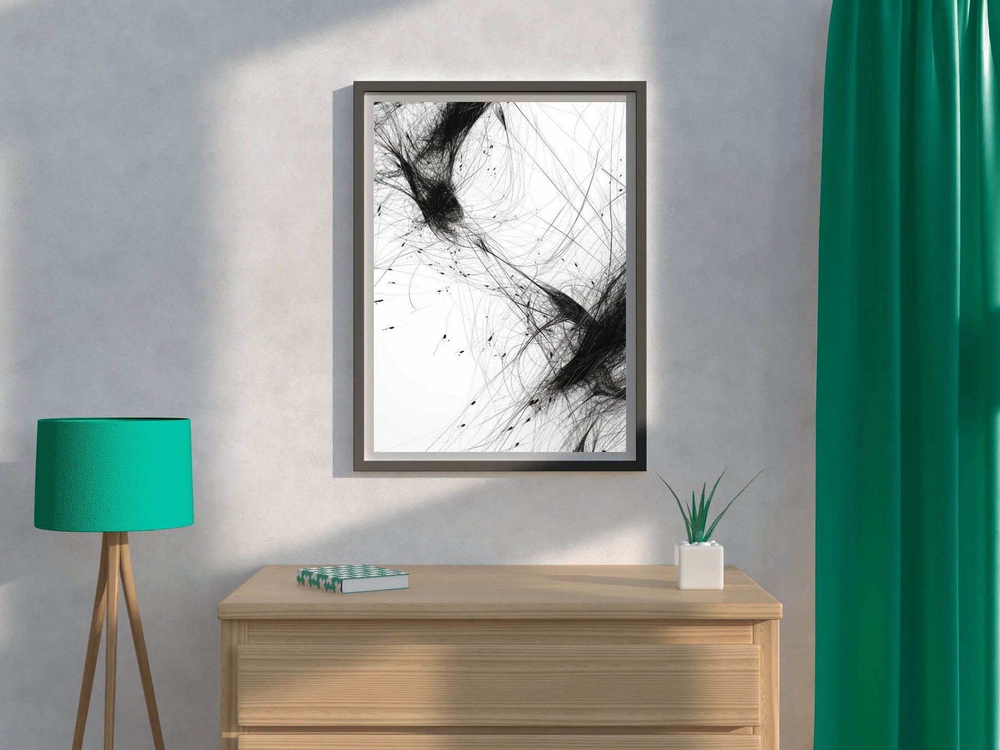 Black Tangled Hairs Modern Wall Art - beink online art store