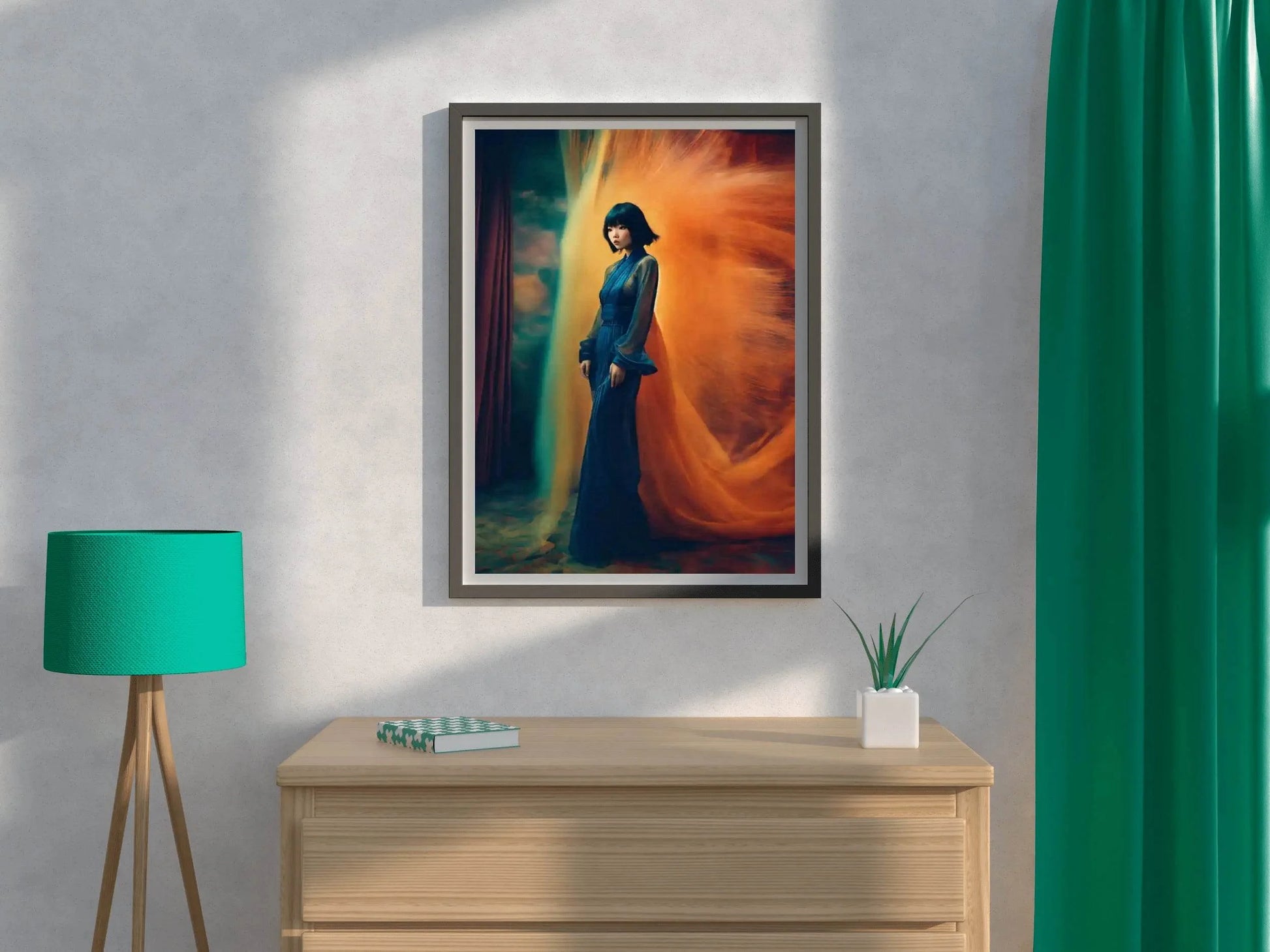 Blue Long Maximalist Dress Model Wall Art - beink online art store