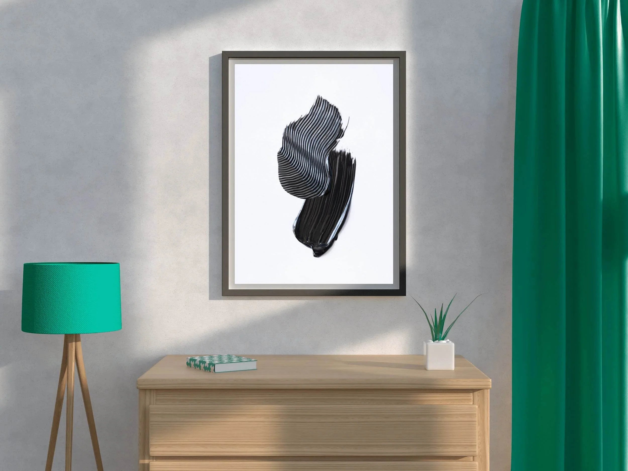 Mascara Brush Stroke Black & White Wall Art - beink online art store