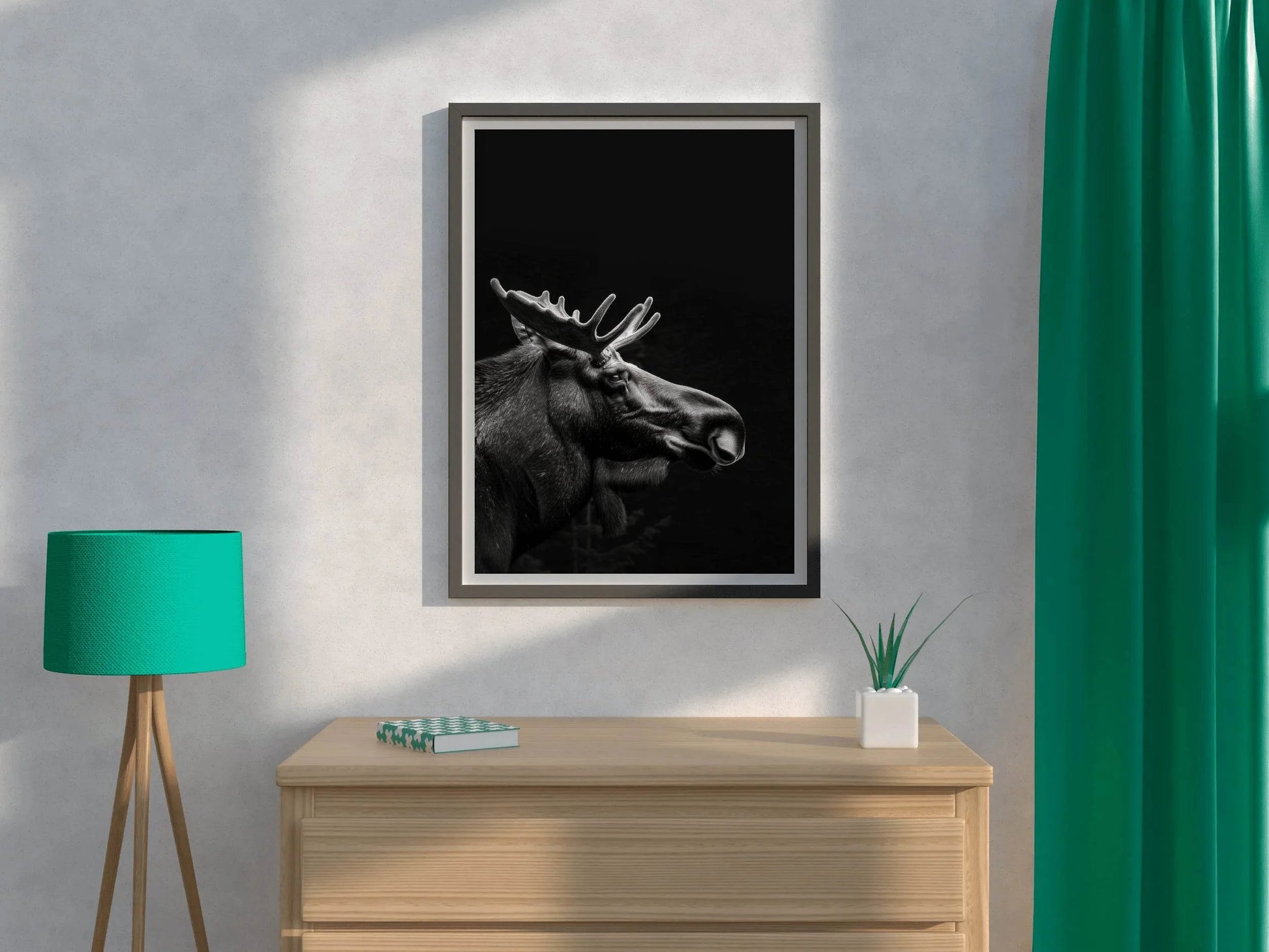 Alaska Moose Black & White Wall Art - beink online art store
