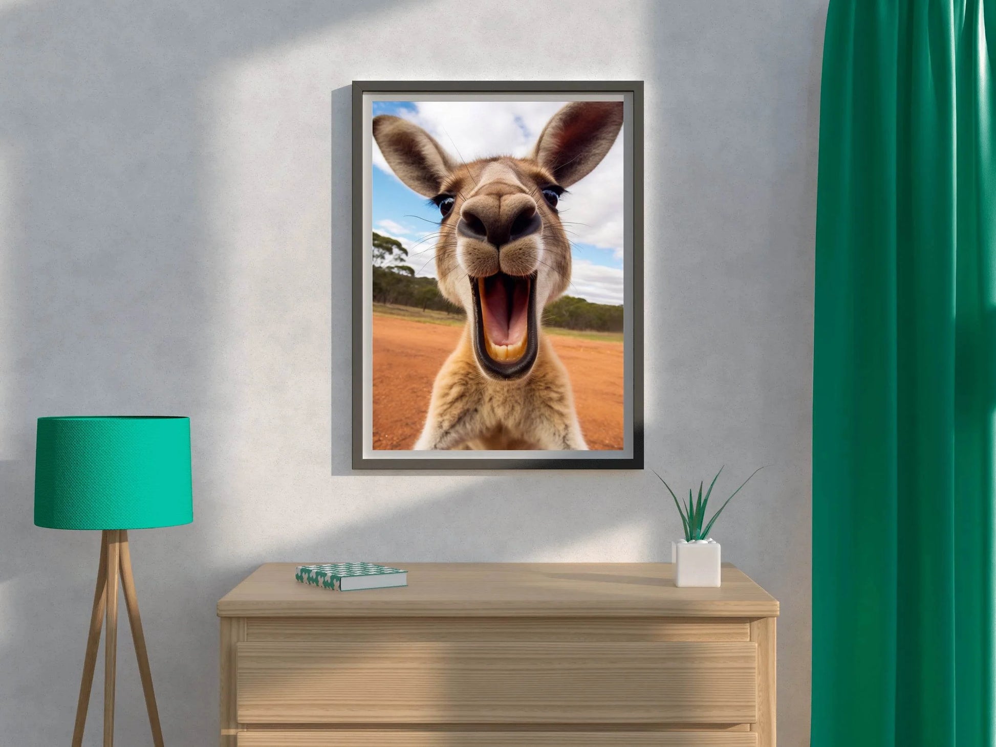 Funny Red Kangaroo Face Wall Art - beink online art store