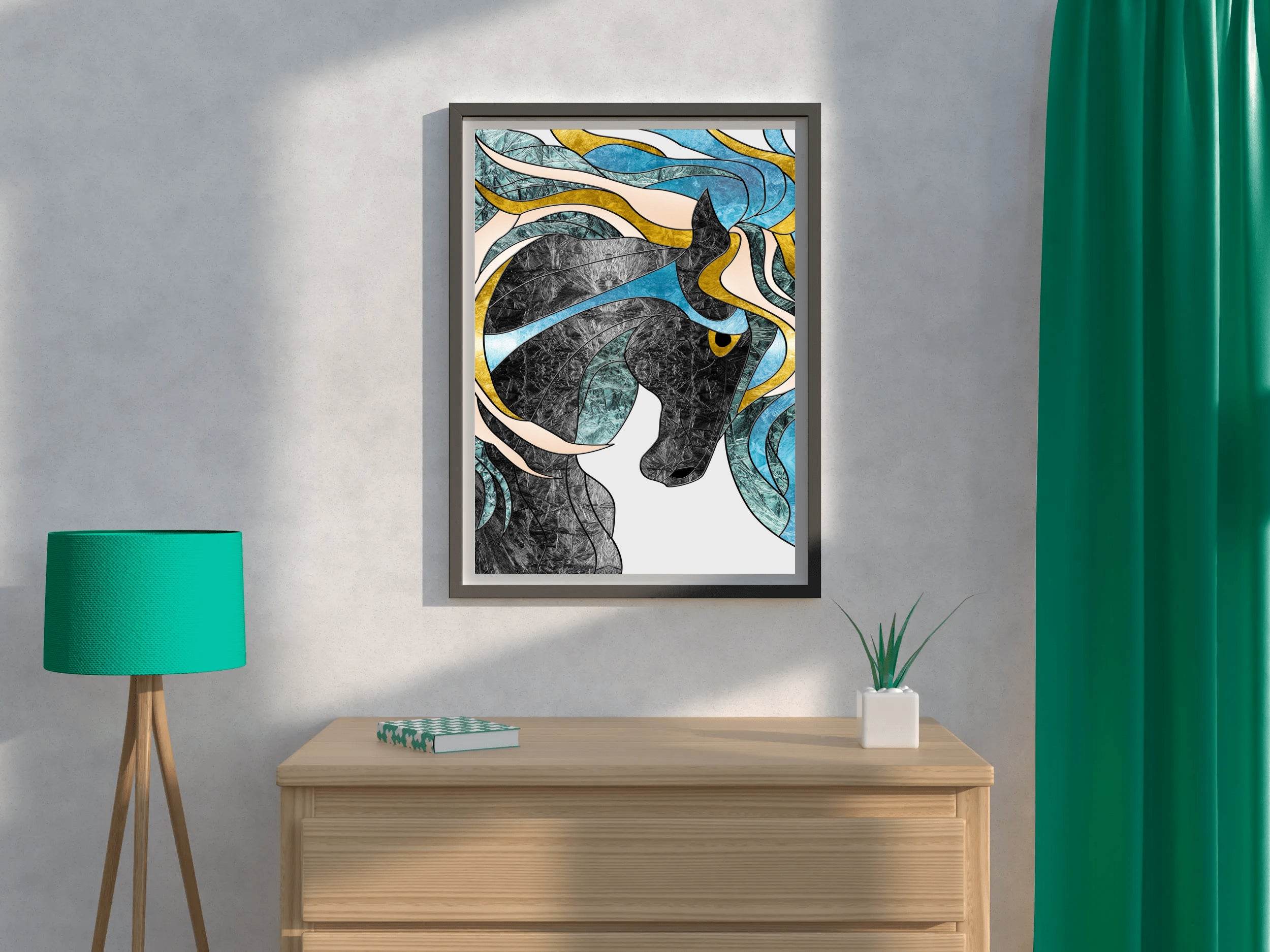 Stained Glass Stallion Modern Wall Art - beink online art store