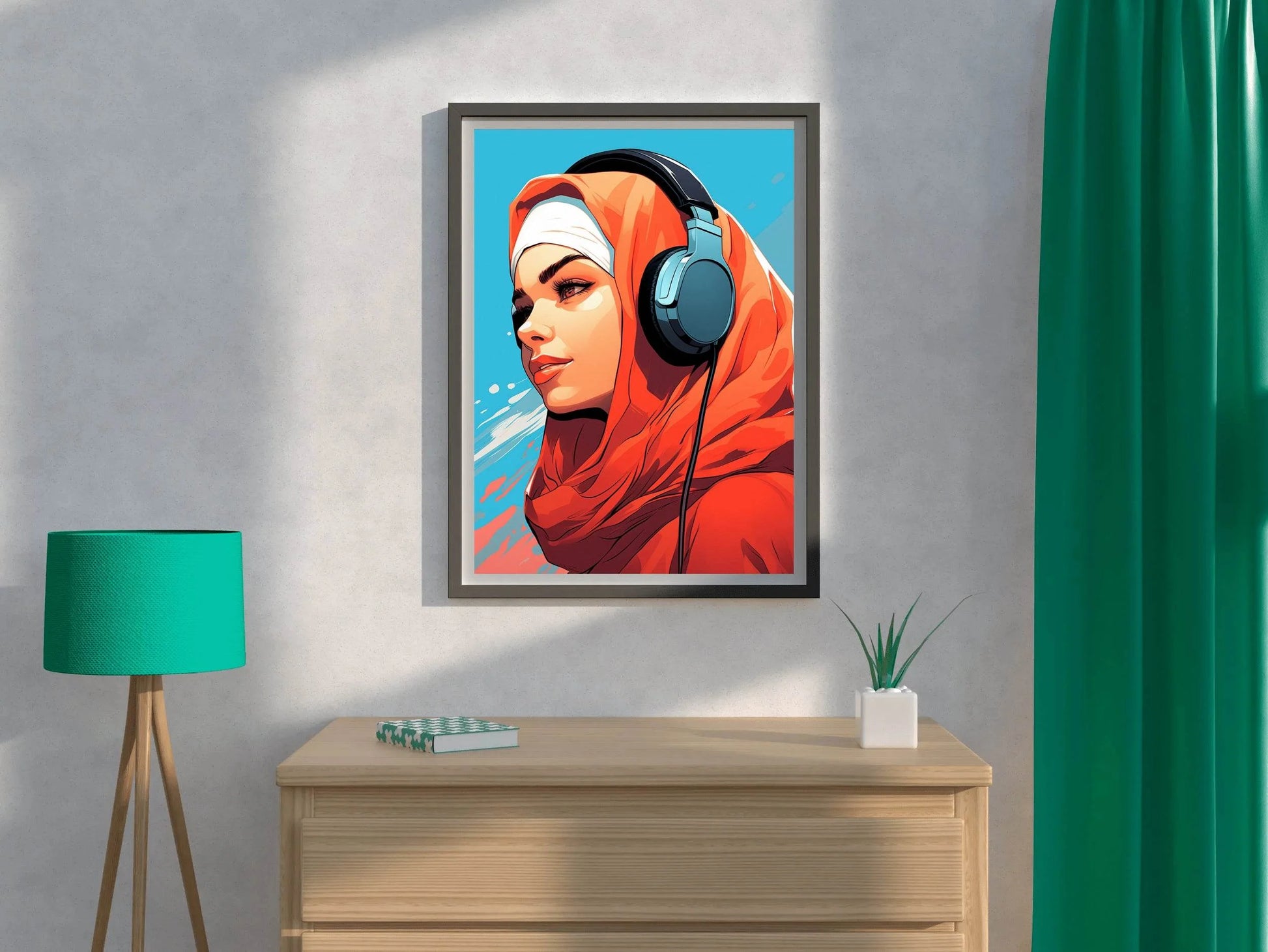 Modern Anime Hijab Girl Wall Art - beink online art store