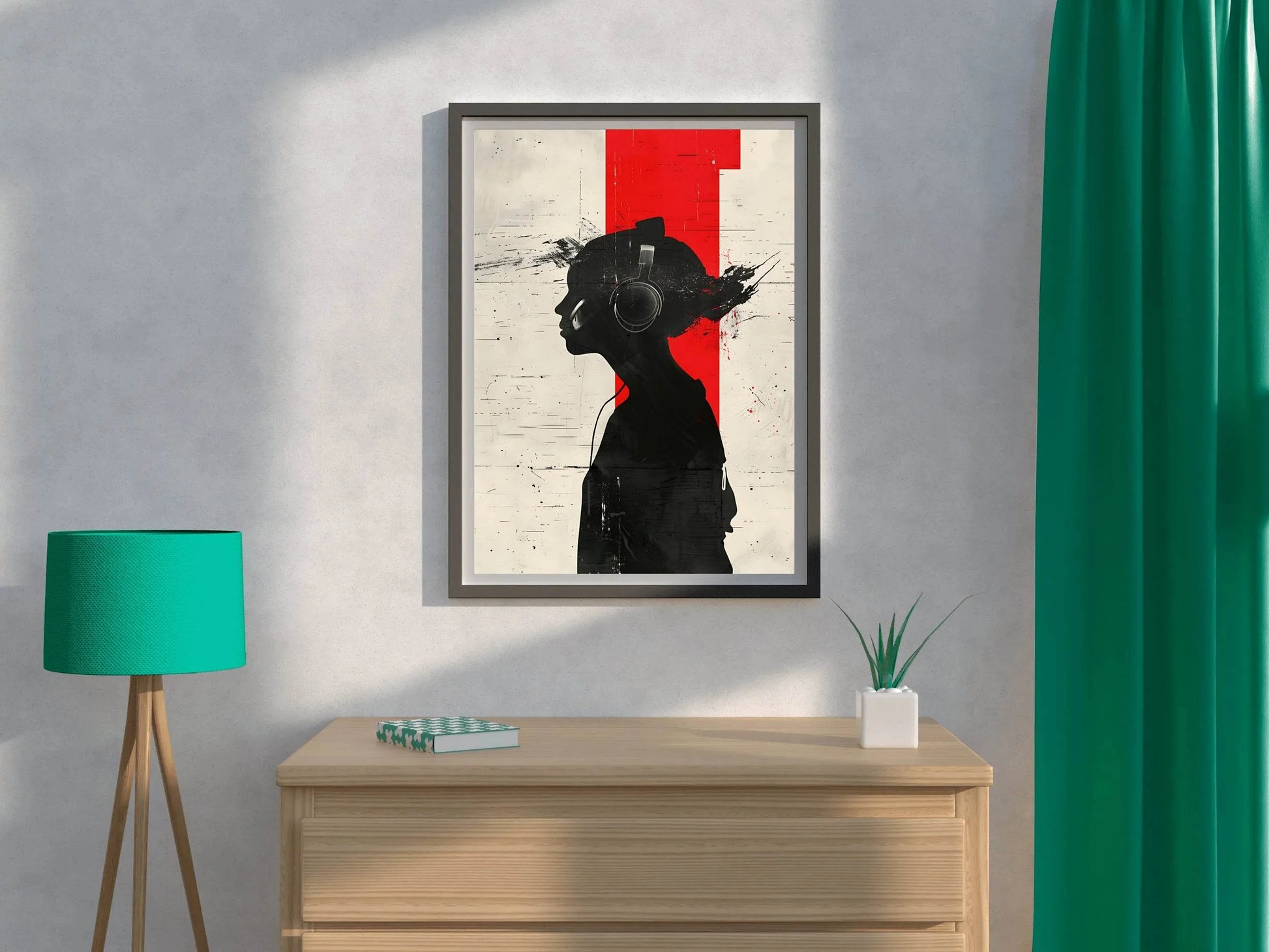 Girl Wearing Headphones Wall Art - beink online art store