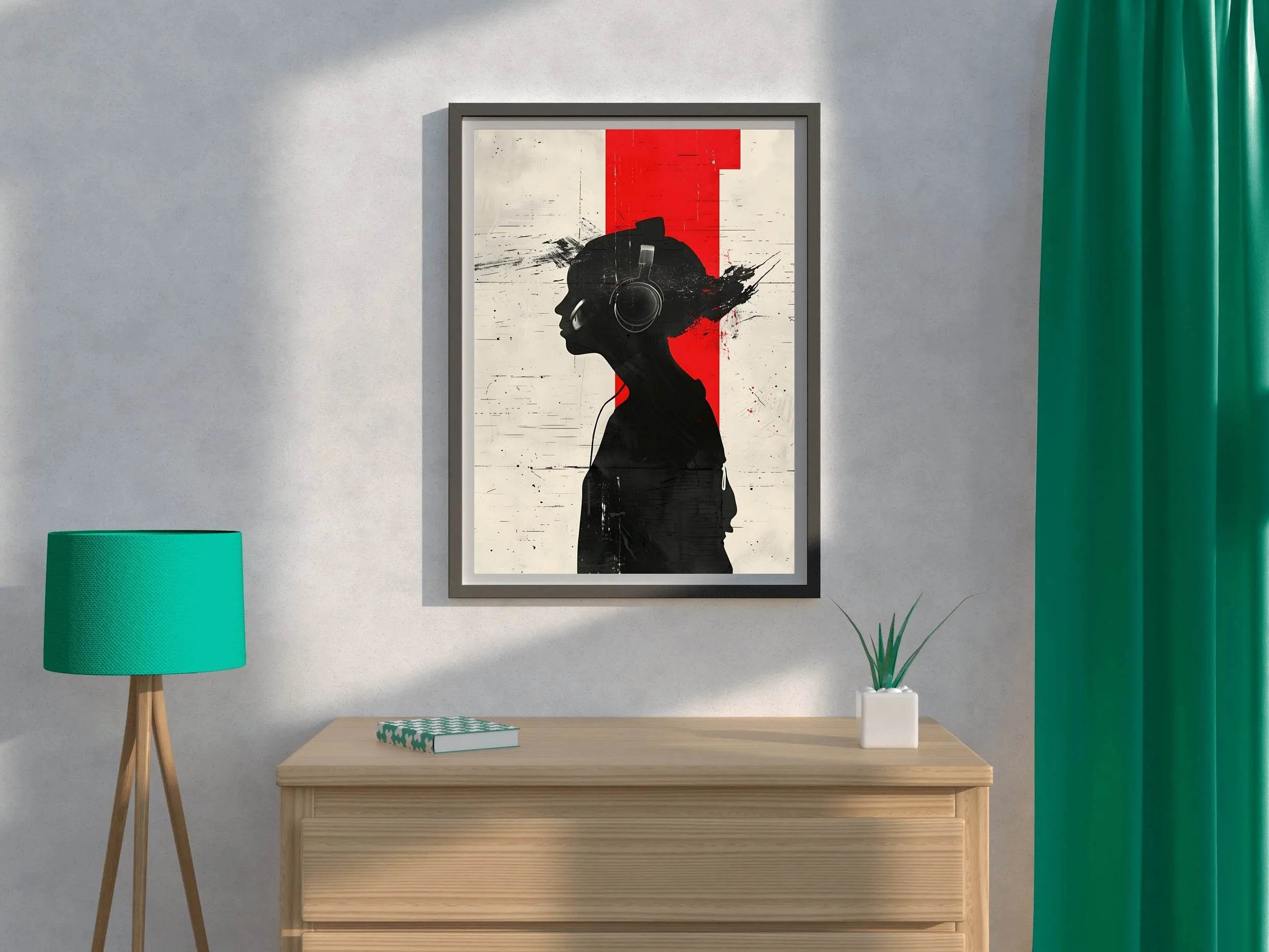 Girl Wearing Headphones Wall Art - beink online art store