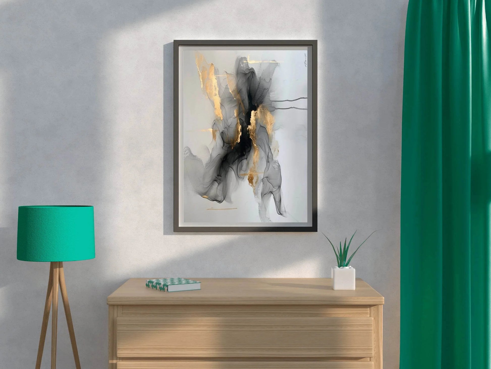 Black Marble With Golden Lines Wall Art - beink online art store