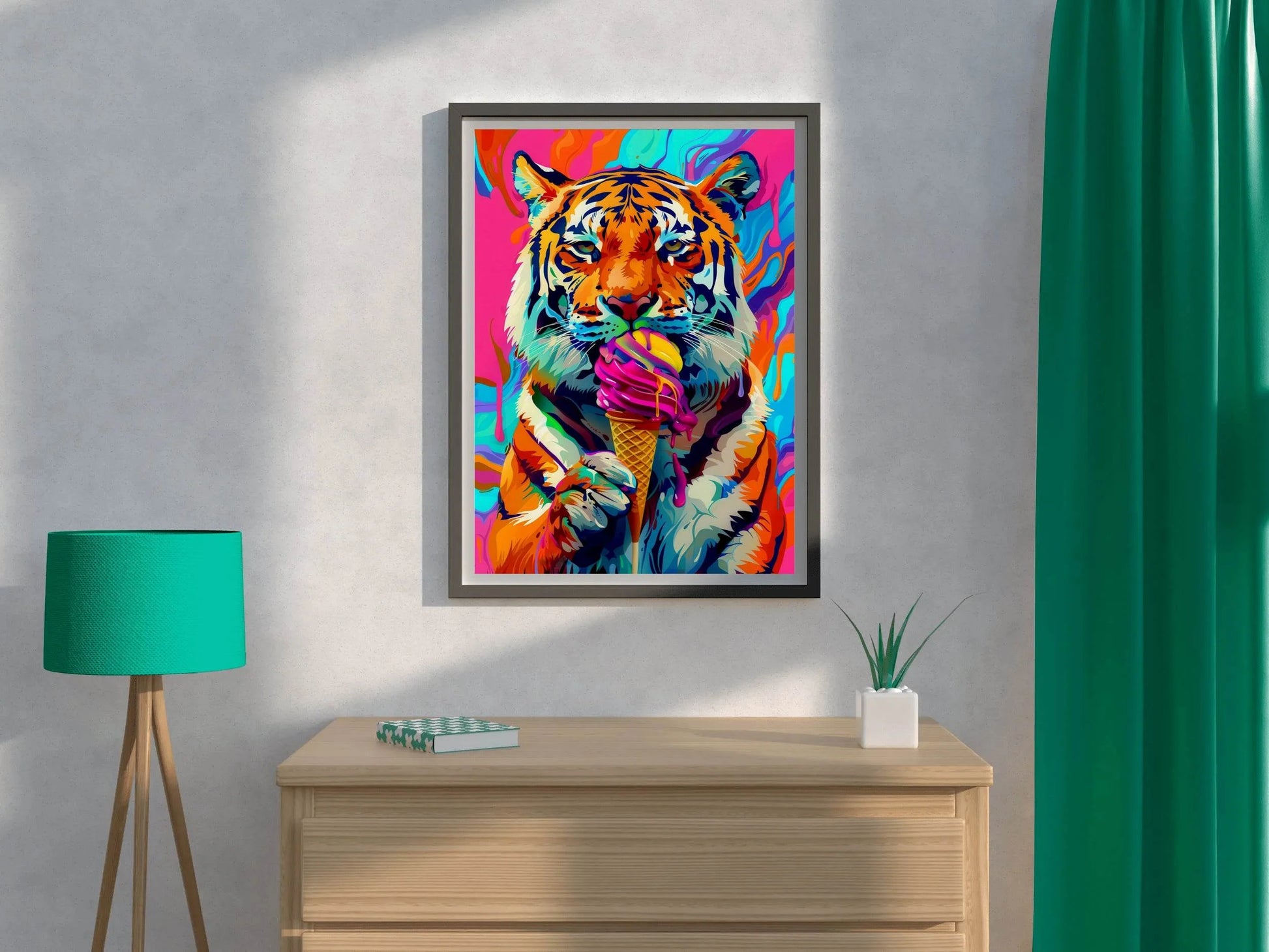 Tiger Enjoying a Colorful Treat Wall Art - beink online art store