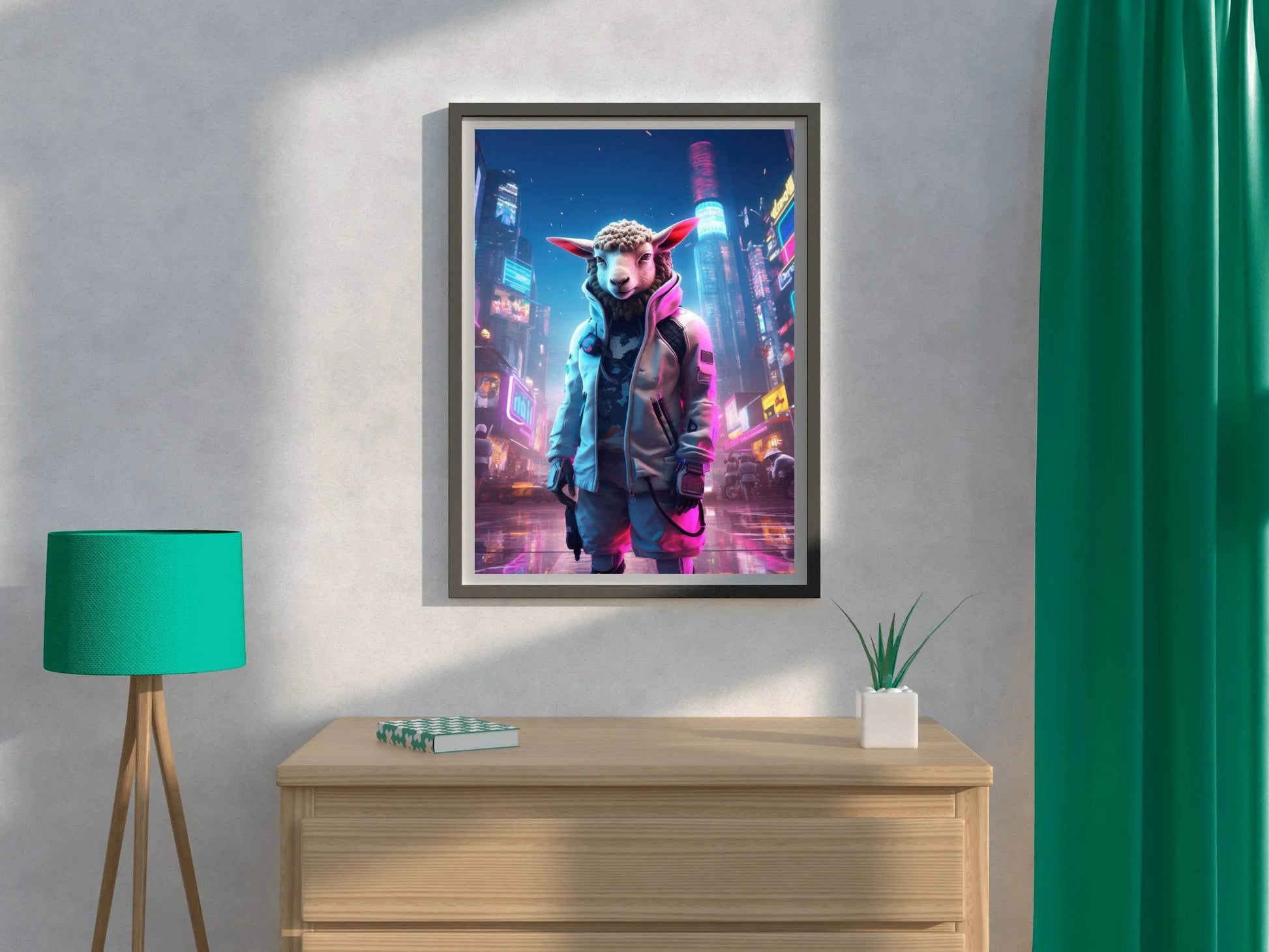 Portrait Sheep Cyberpunk Style Wall Art - beink online art store