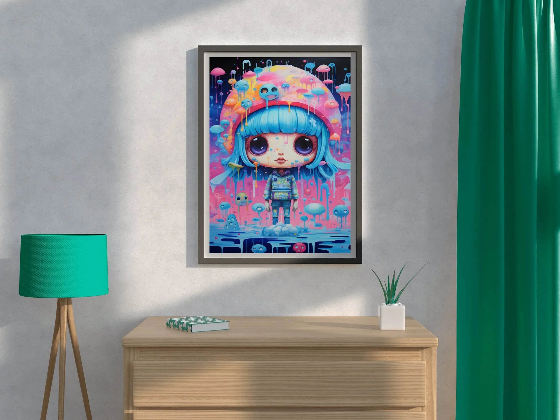 Fantasy Girl With Blue Hair Wall Art - beink online art store