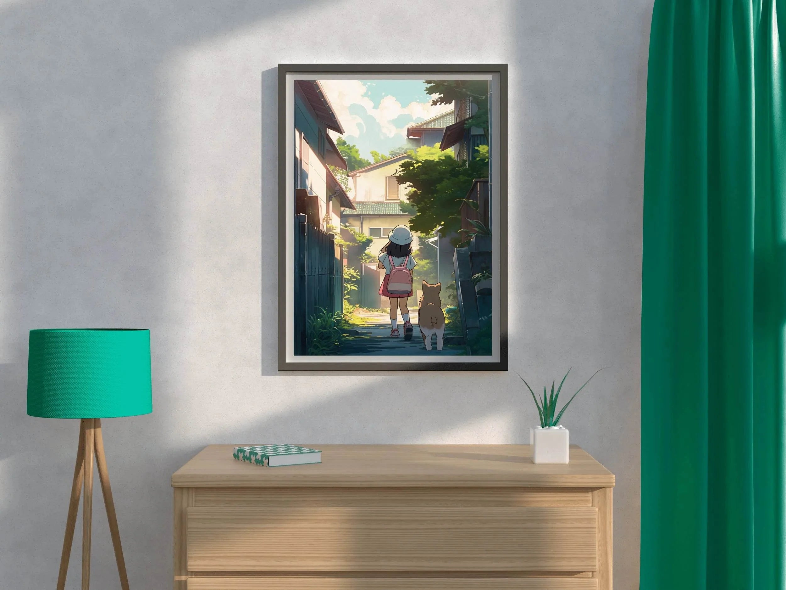 Lifestyle Scene With People In Anime Style Wall Art - beink online art store