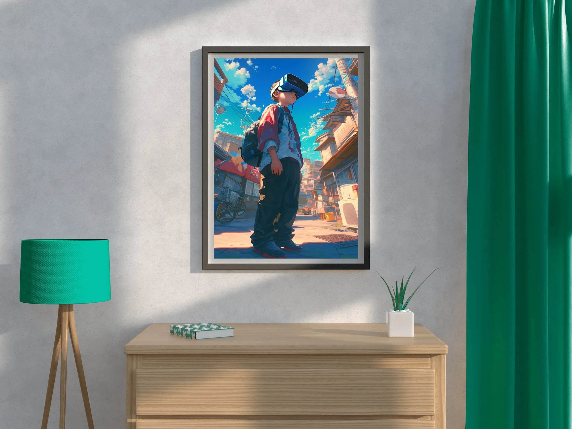 Anime character Using Virtual Reality Glasses Anime Wall Art - beink online art store