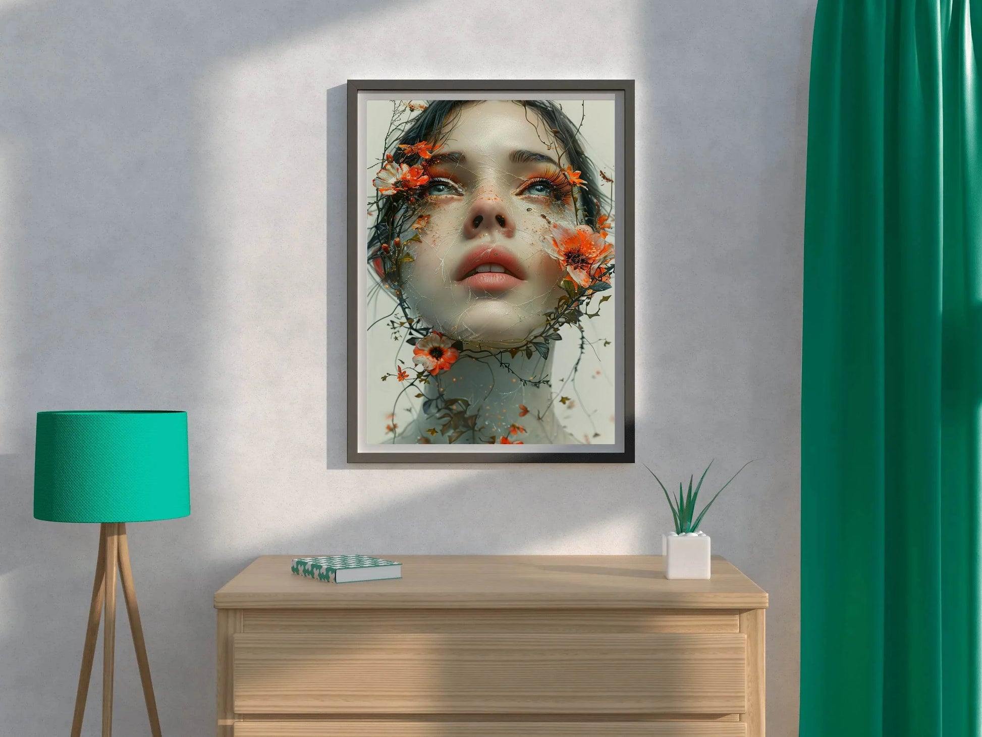 Women With Flowers on Face Digital Art - beink online art store