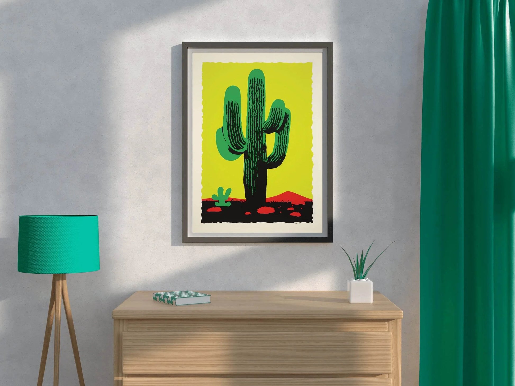 Vibrant Green Saguaro Cactus Wall Art - beink online art store