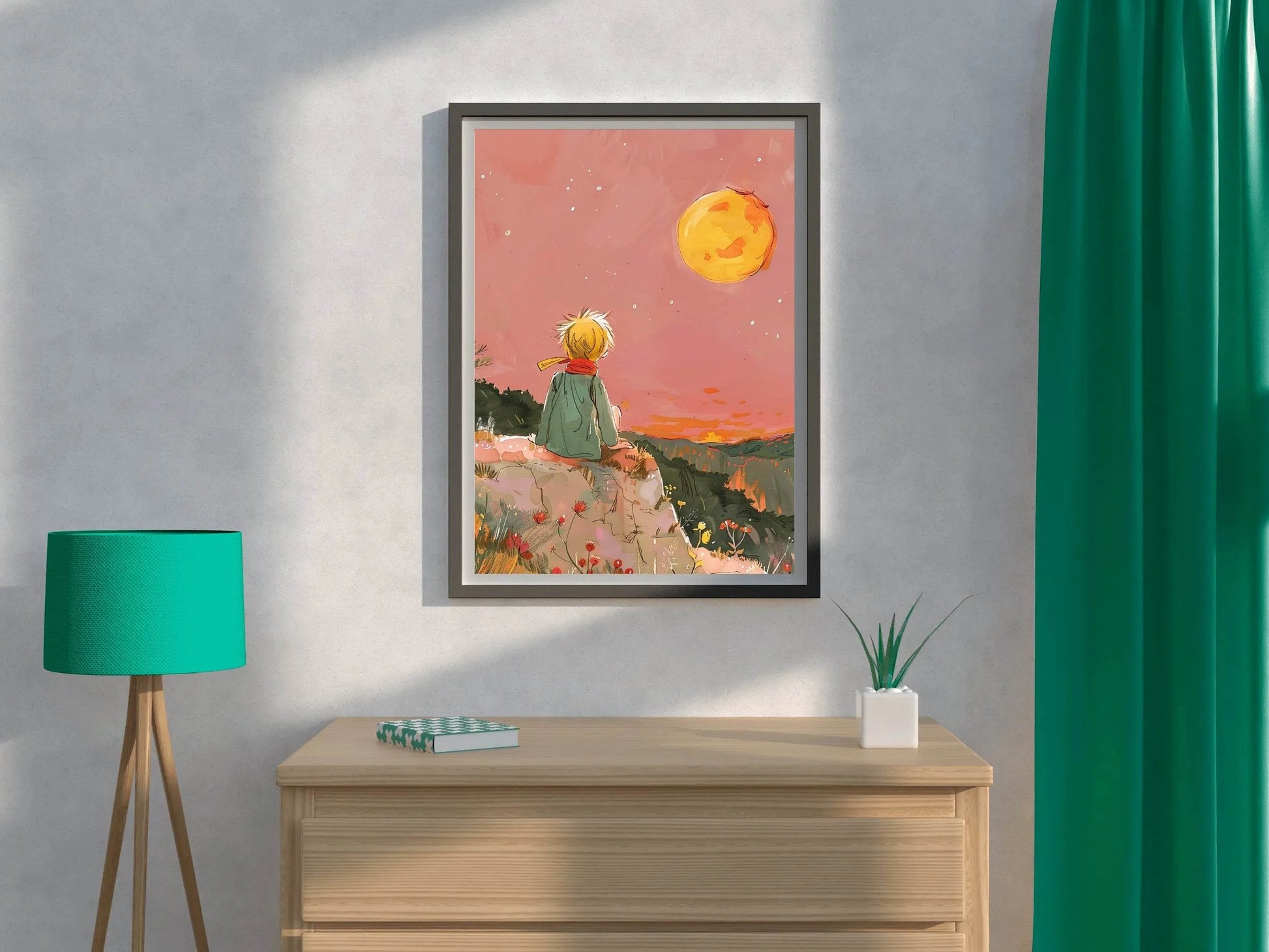 Boy Sitting on the Edge of the Mountain - beink online art store