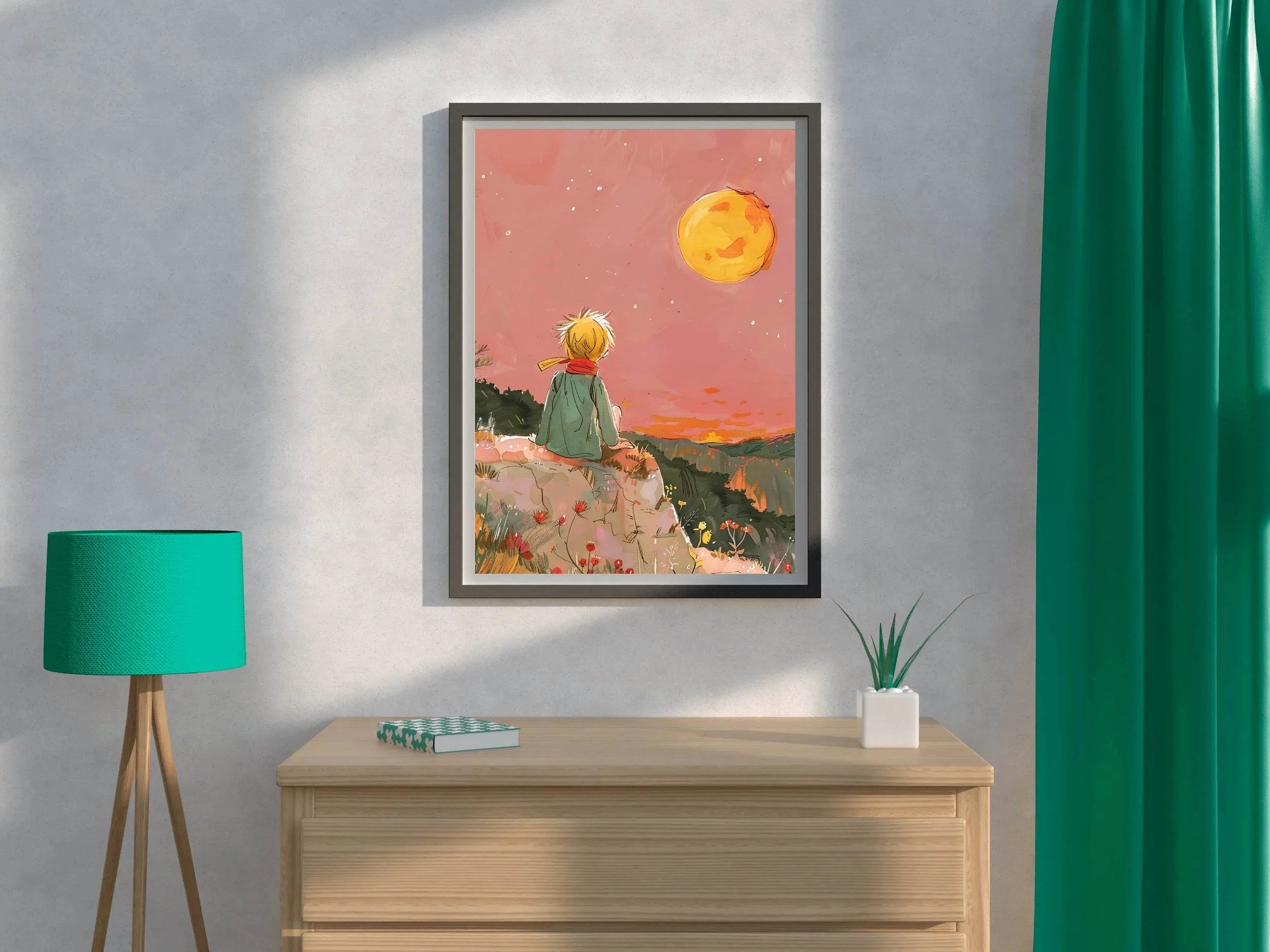 Boy Sitting on the Edge of the Mountain - beink online art store