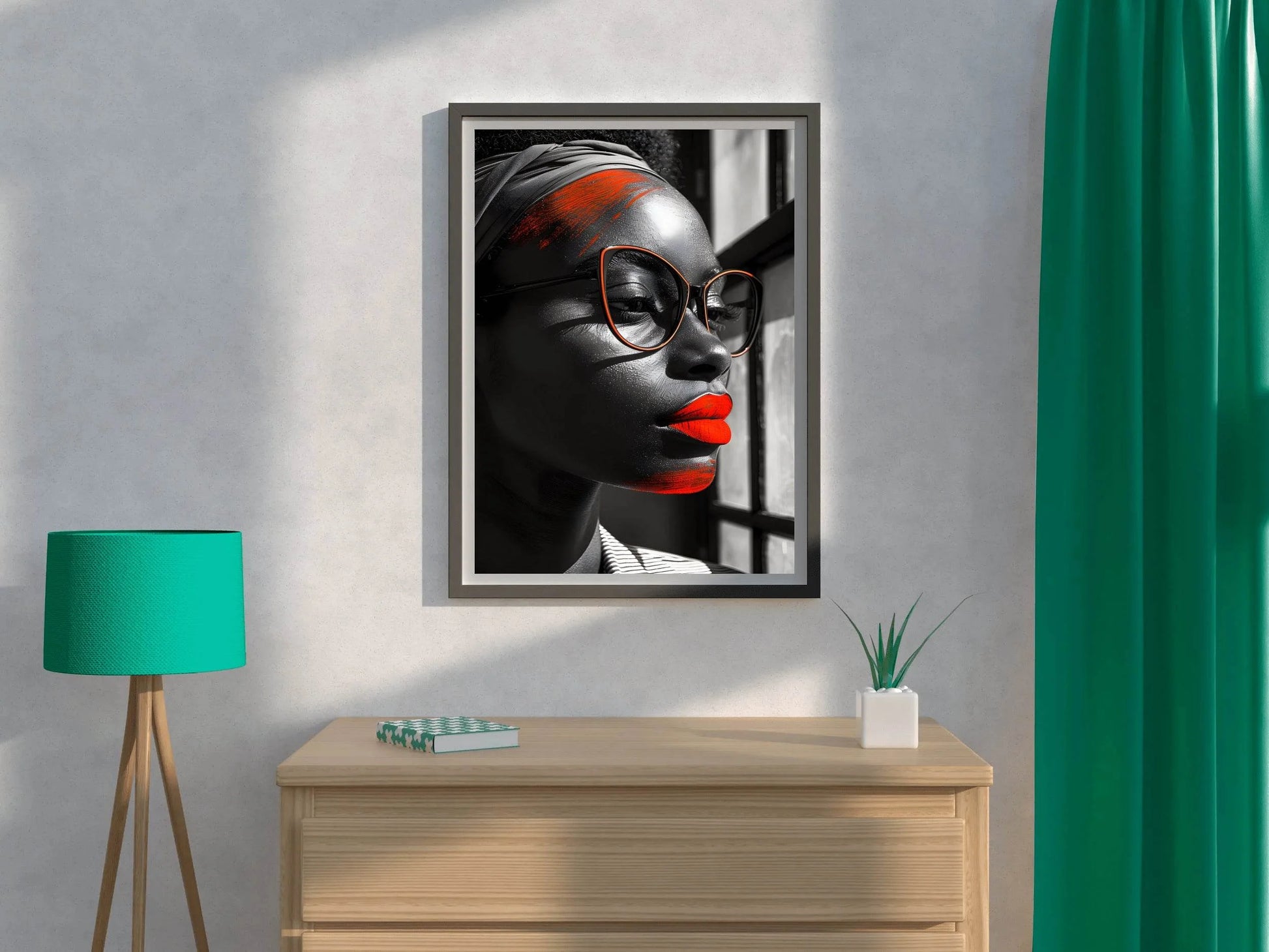 Cat Eye Glasses With Red Frame Wall Art - beink online art store