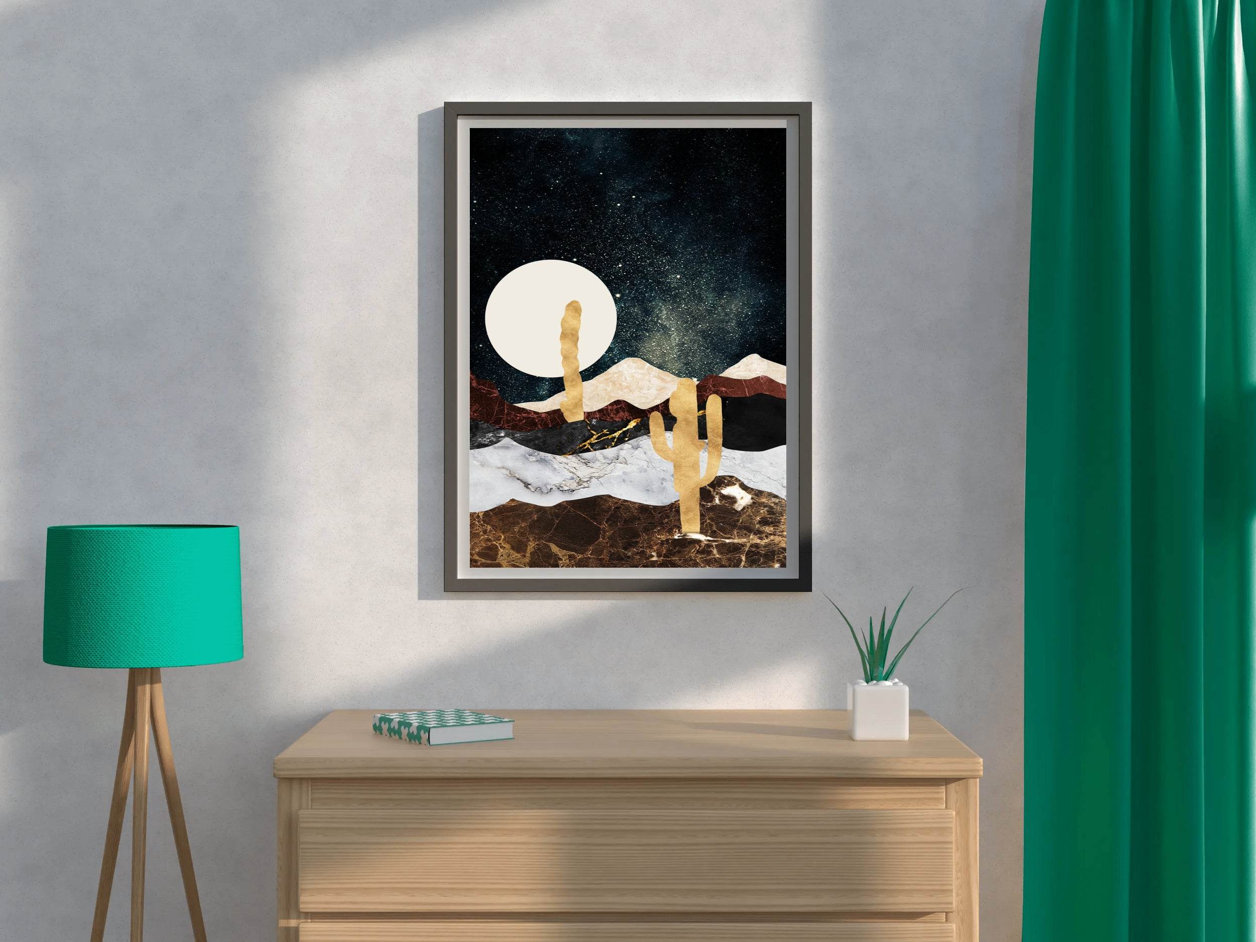 Desert Moonlit Modern Wall Art - beink online art store