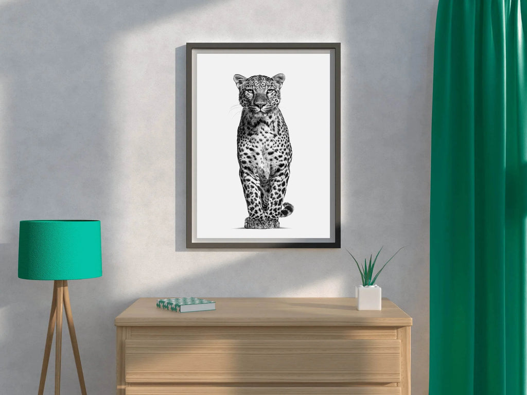 African Leopard Black & White Wall Art - beink online art store