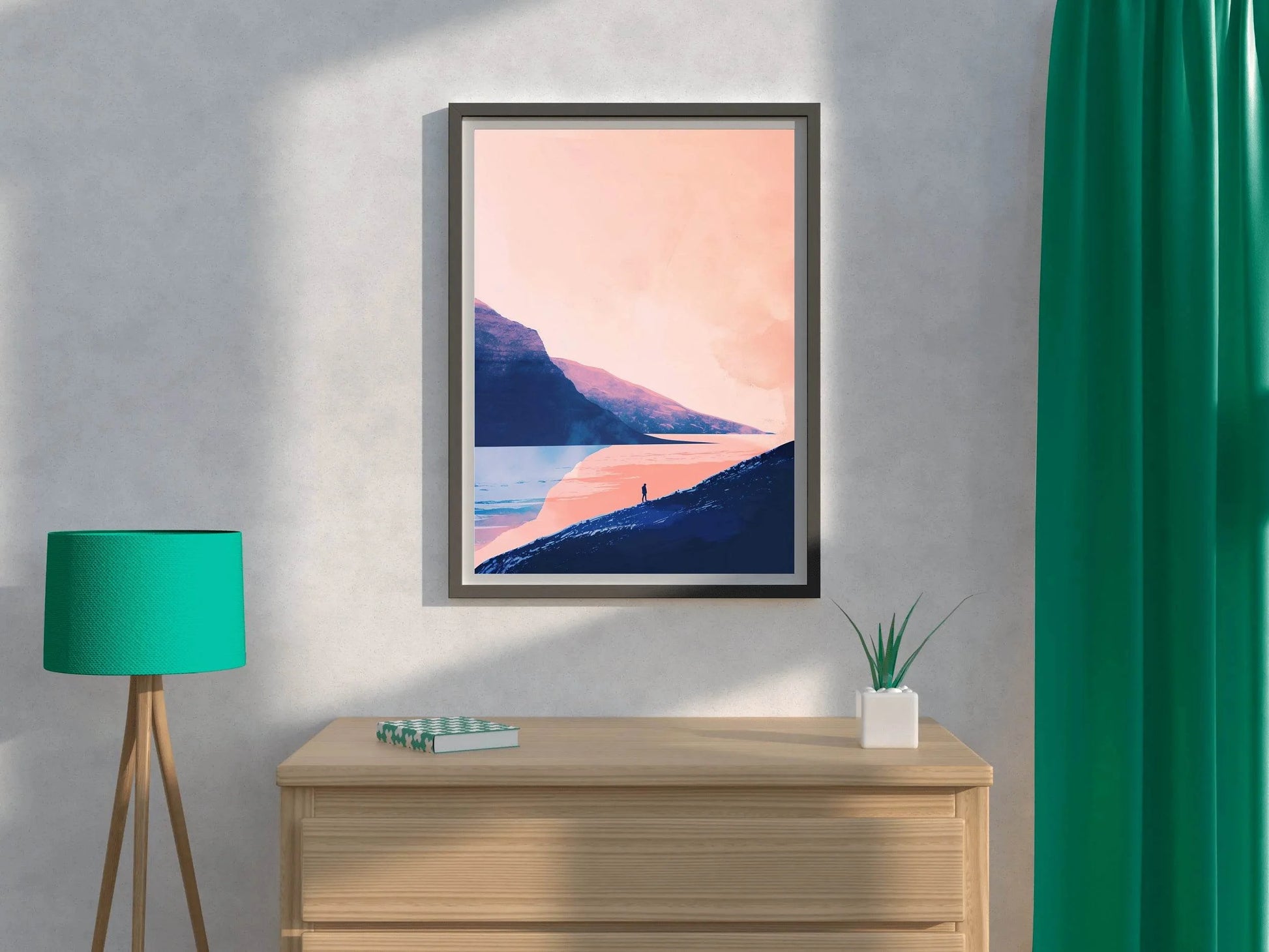 Lonely Wanderer in Pink Sunset Wall Art - beink online art store