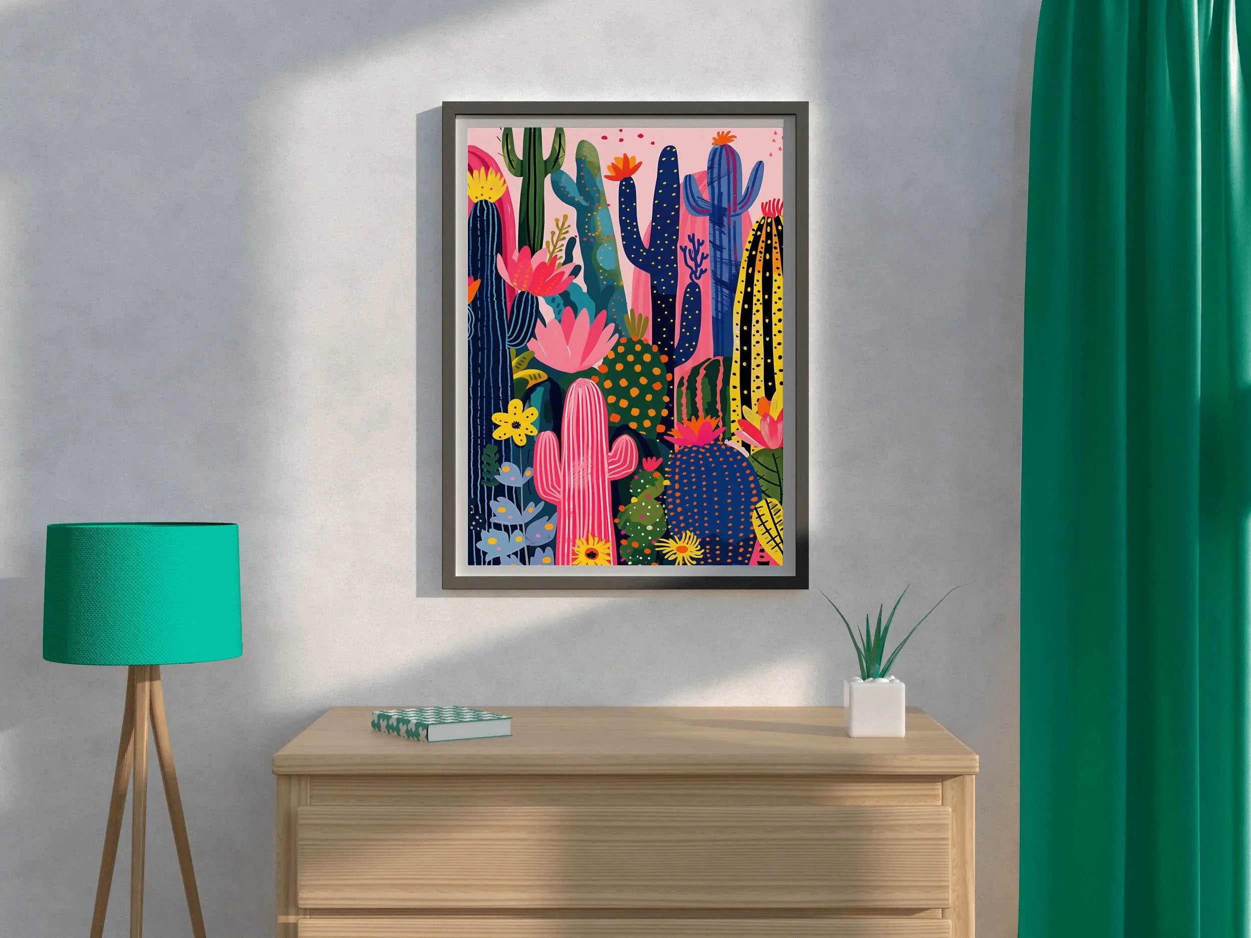 Colorful Cactus Garden Wall Art - beink online art store
