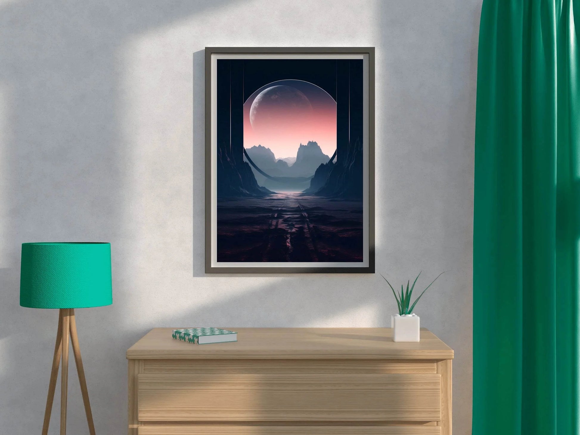 Moon Between The Mountain Wall Art - beink online art store