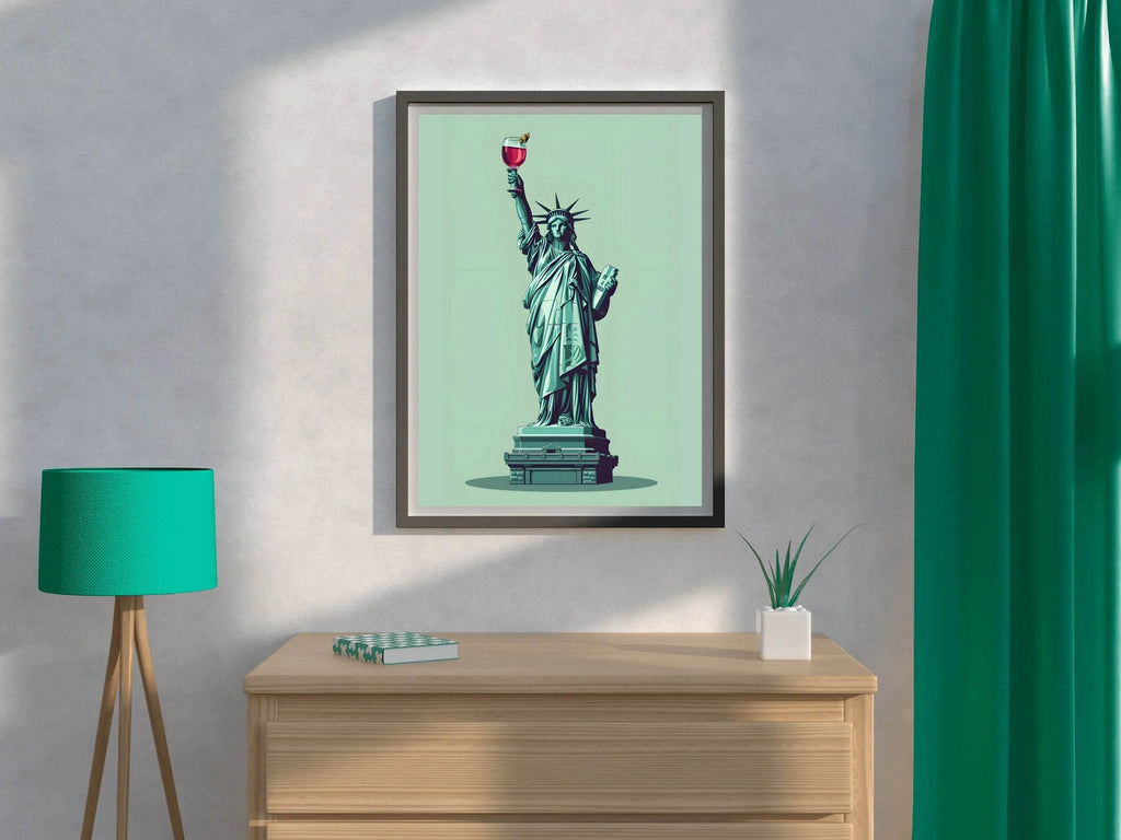 Statue of Liberty Holding Wine Wall Art - beink online art store