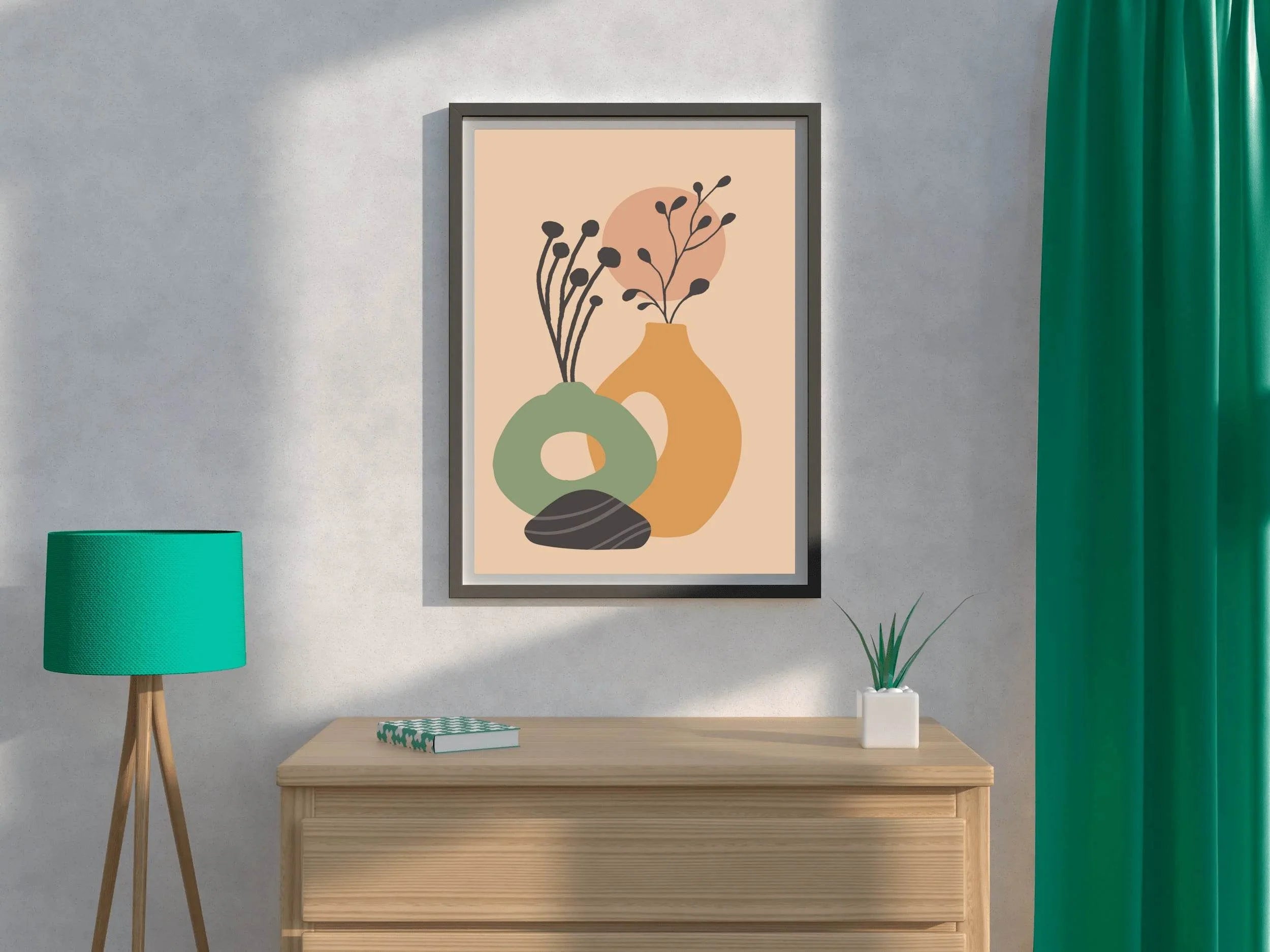 Vases and Plants With Beige Backround Art Work - beink online art store