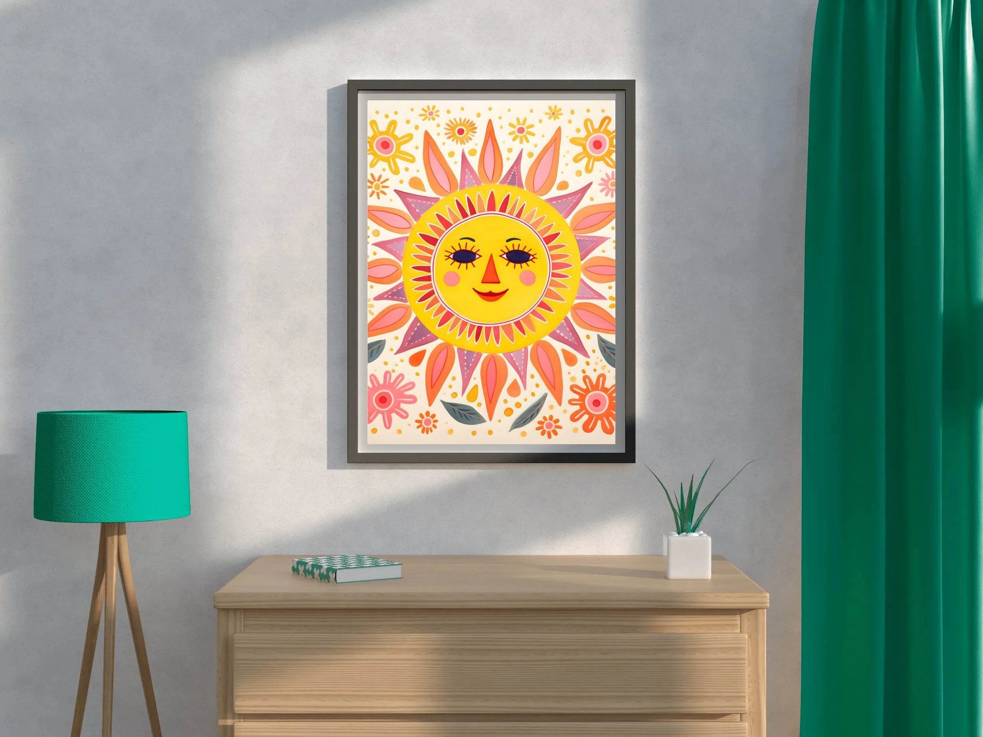 Sun With Flowers Canvas Wall Art - beink online art store