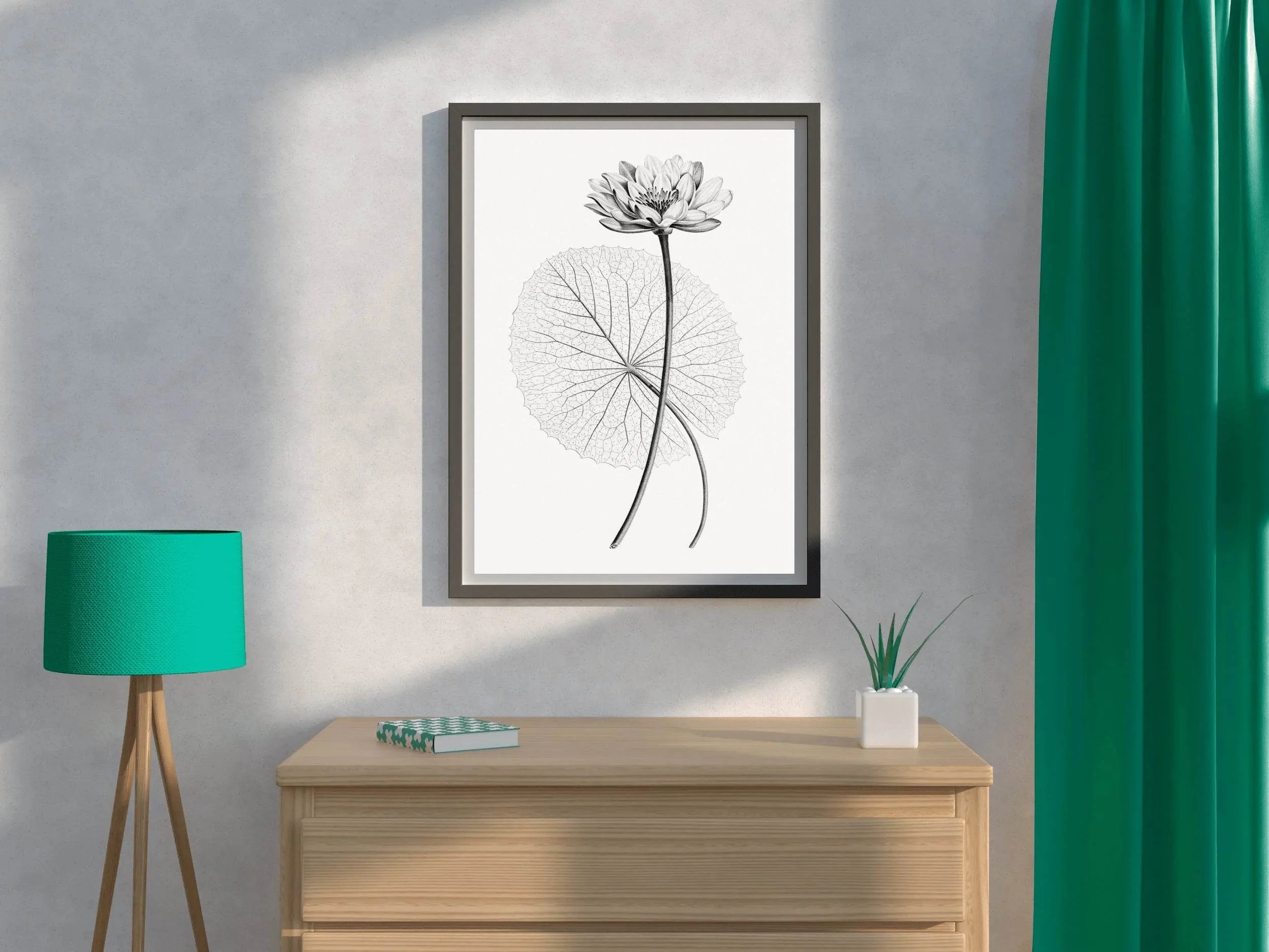 Vintage Lotus Black & White Wall Art - beink online art store