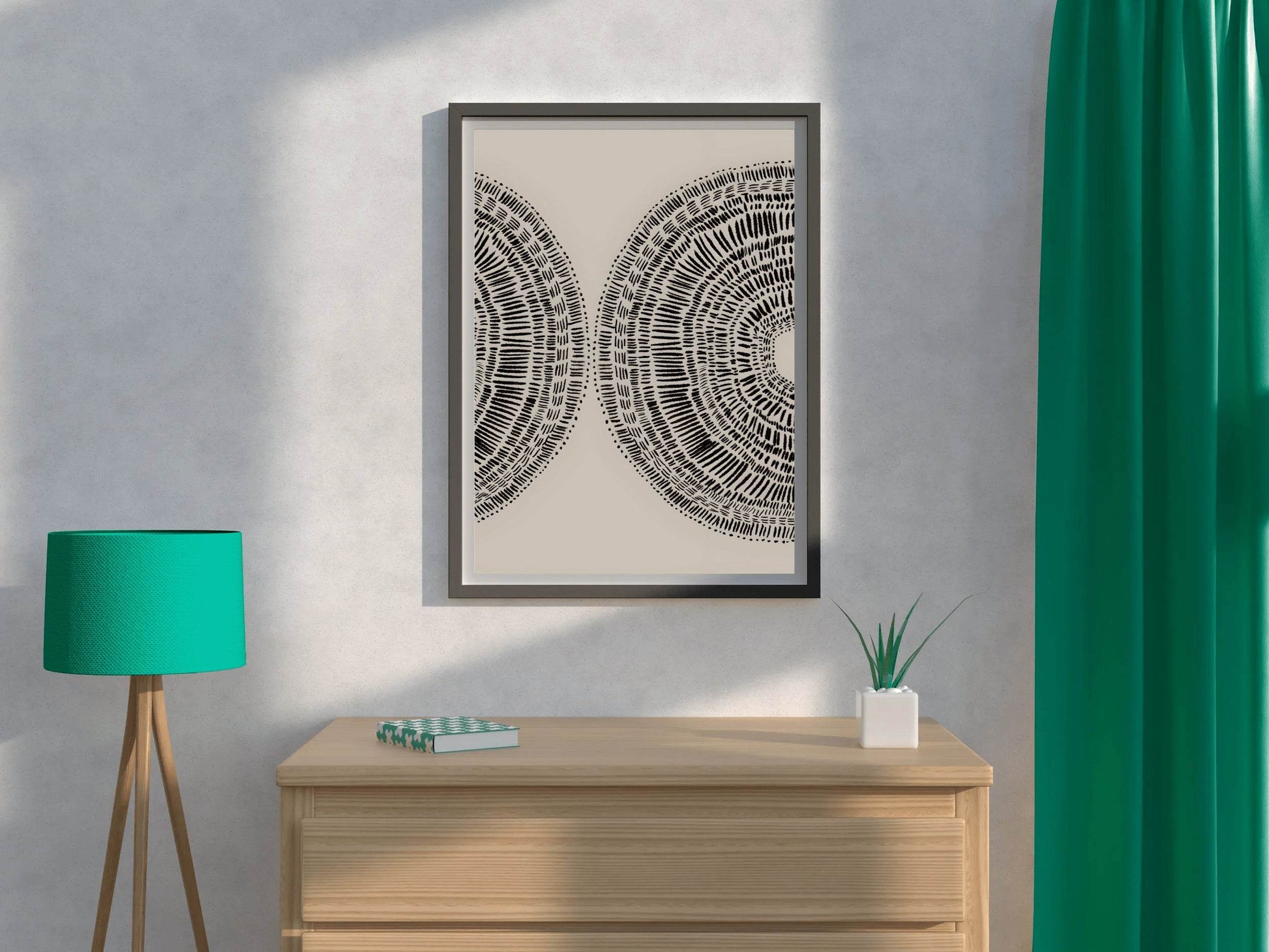 Mushroom Pair Black Lines Modern Wall Art - beink online art store