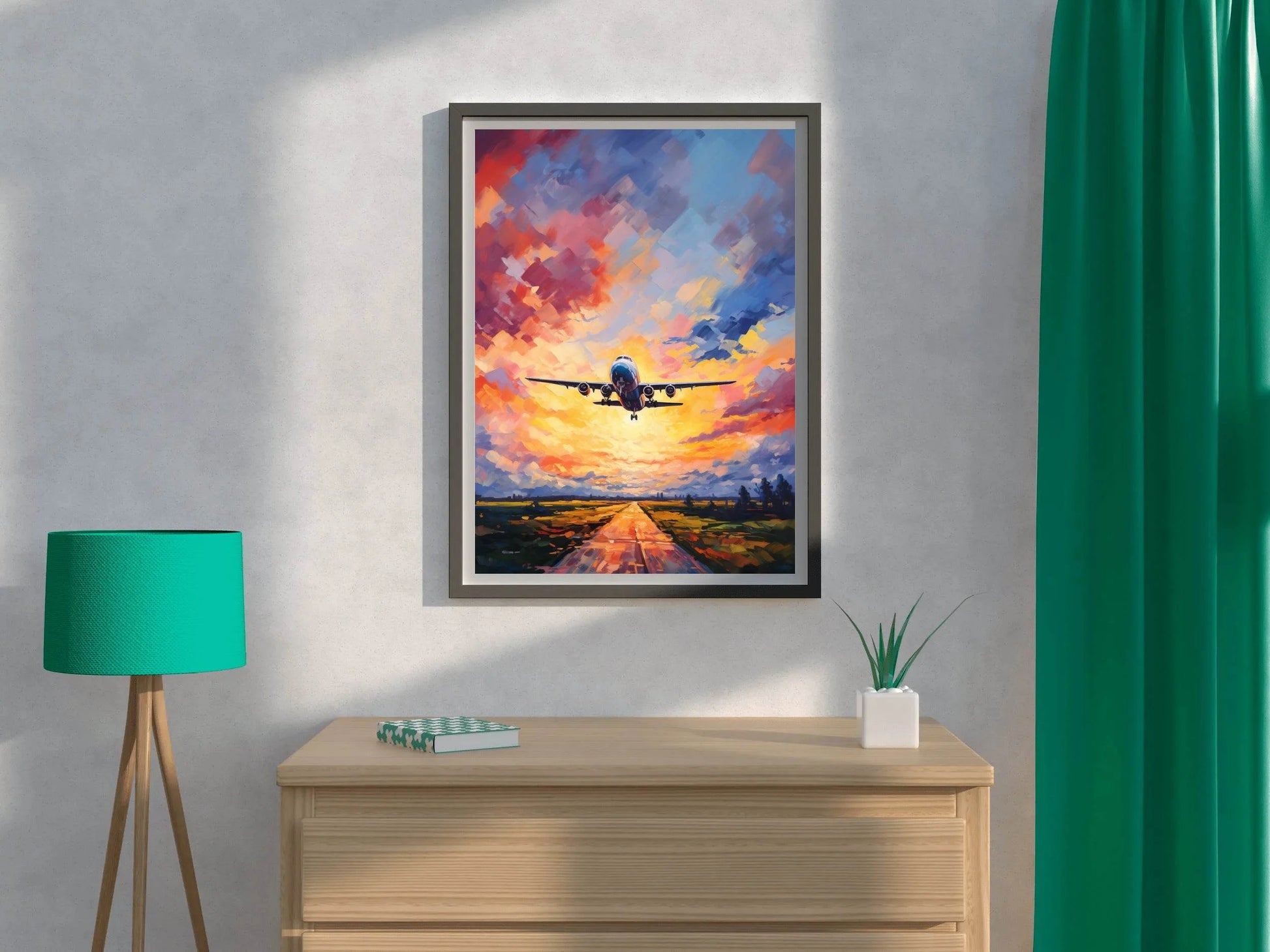 Drawing Of Airplane Takeoff Wall Art - beink online art store