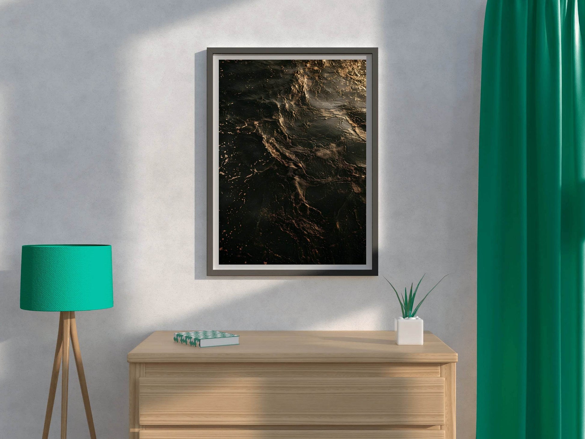 Glass Surface With Gold and Black Texture Wall Art - beink online art store