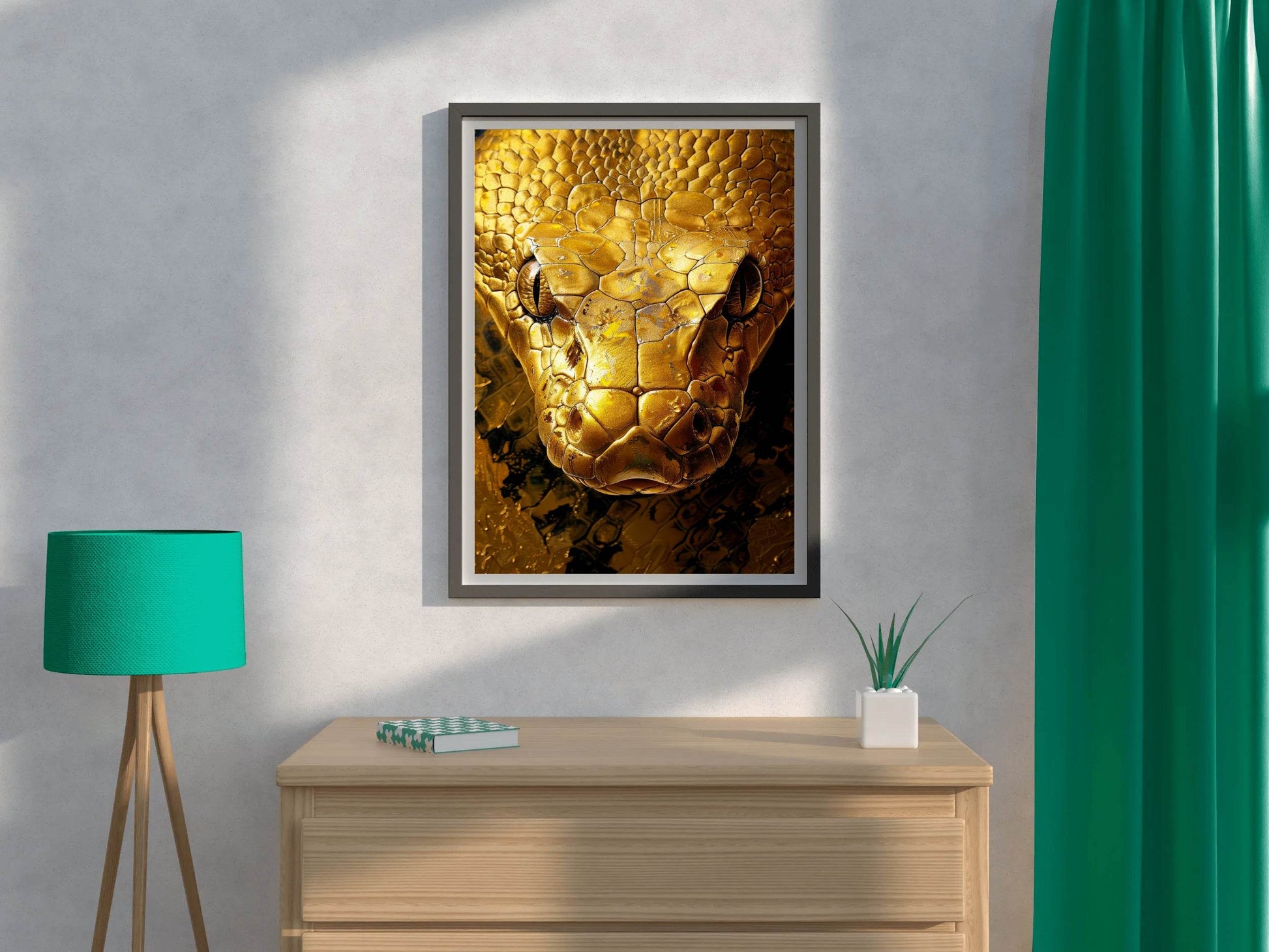 Golden Anaconda Snake Wall Art - beink online art store