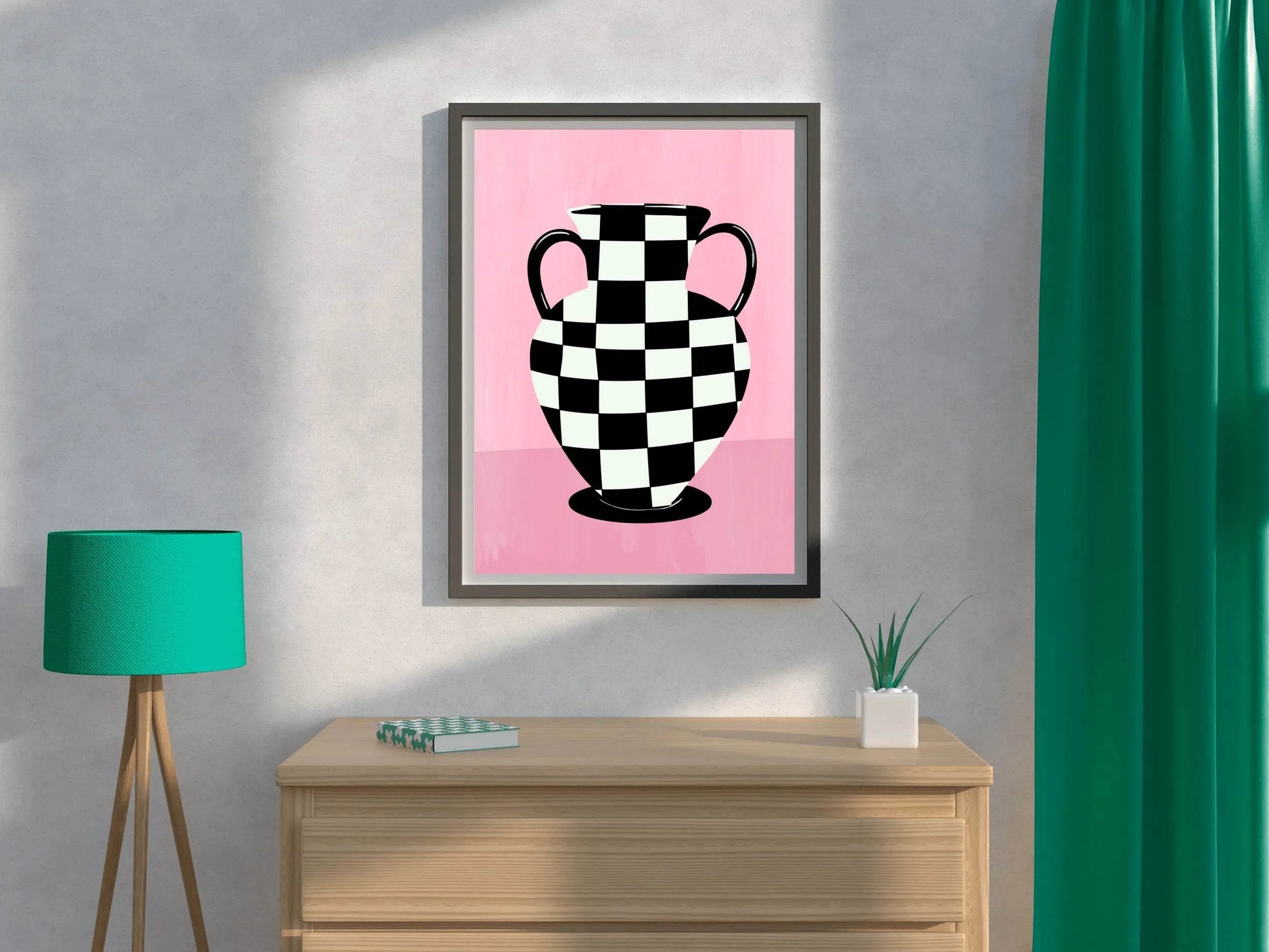 Checkered Vase Painting Wall Art - beink online art store