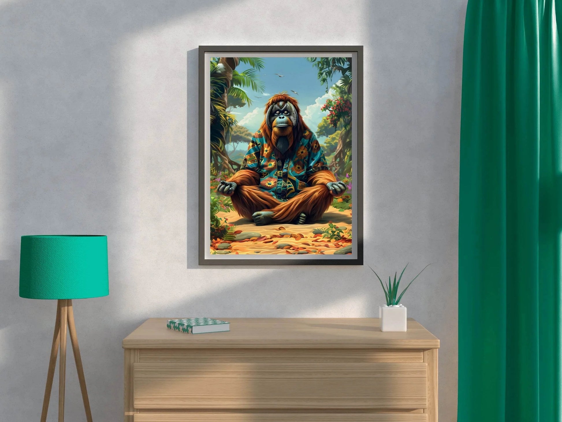Digital Painting of an Ape Meditating Wall Art - beink online art store