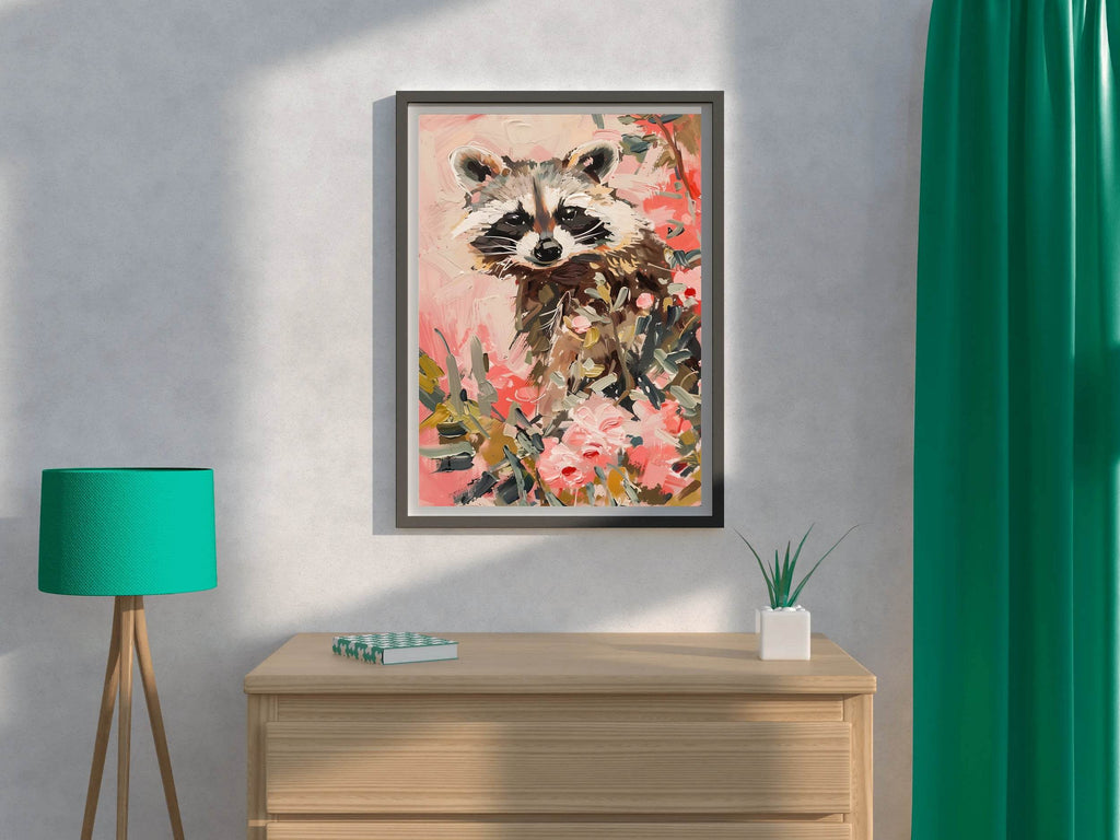 Watercolor Brush Strokes Raccoon Painting - beink online art store