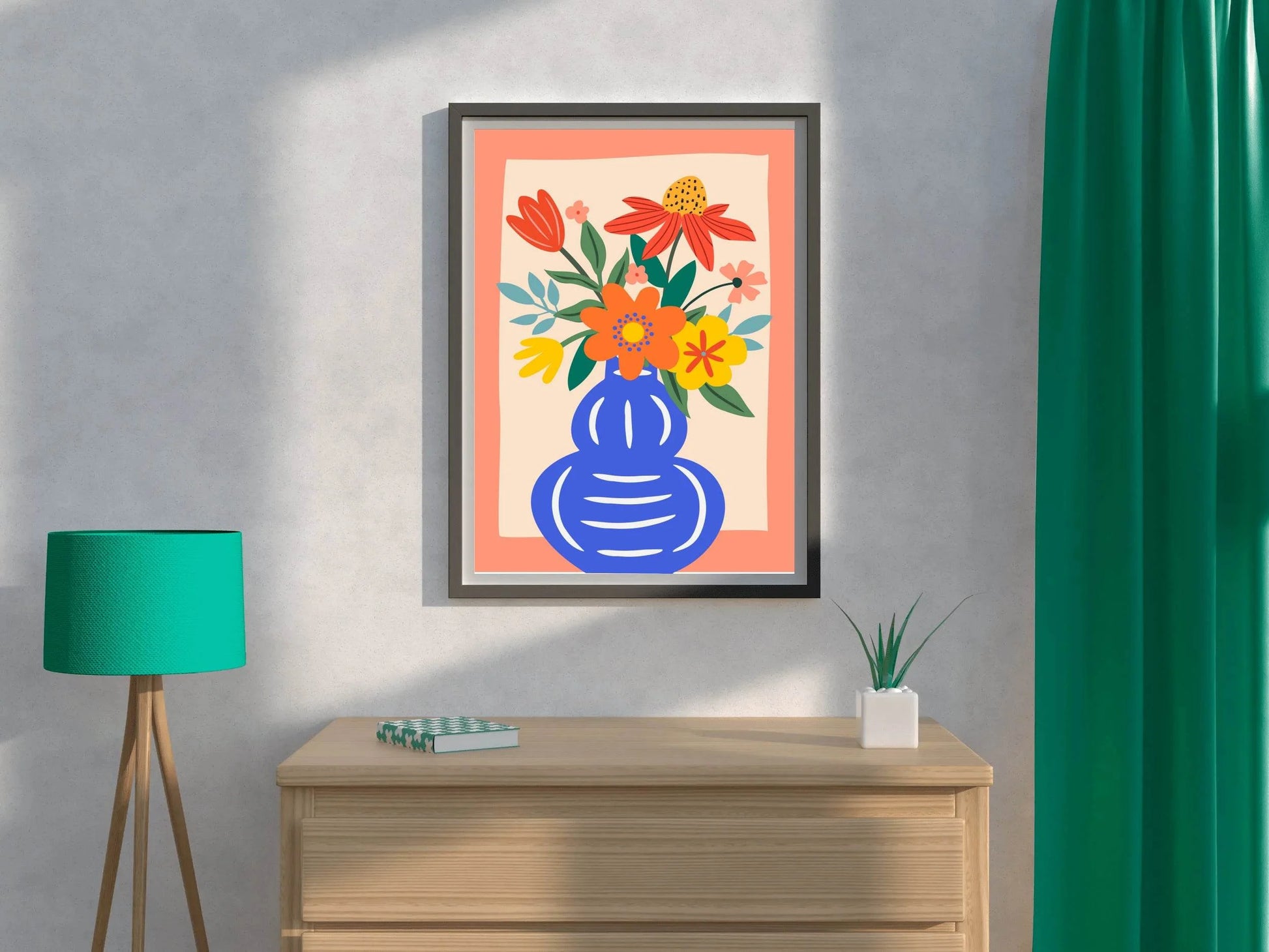Painting a Blue Vase With Flowers Wall Art - beink online art store