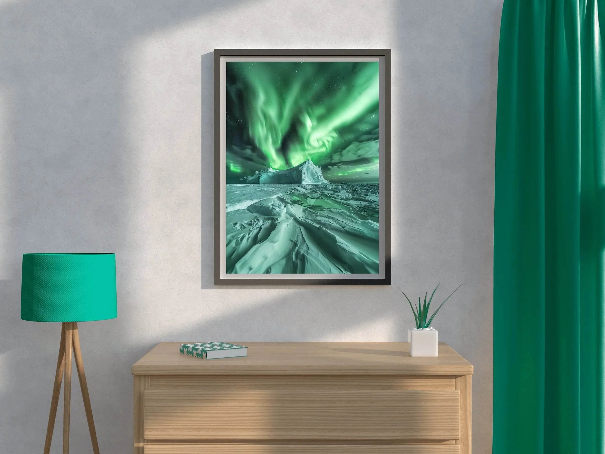 Northern Lights Dance Over Iceberg Wall Art - beink online art store