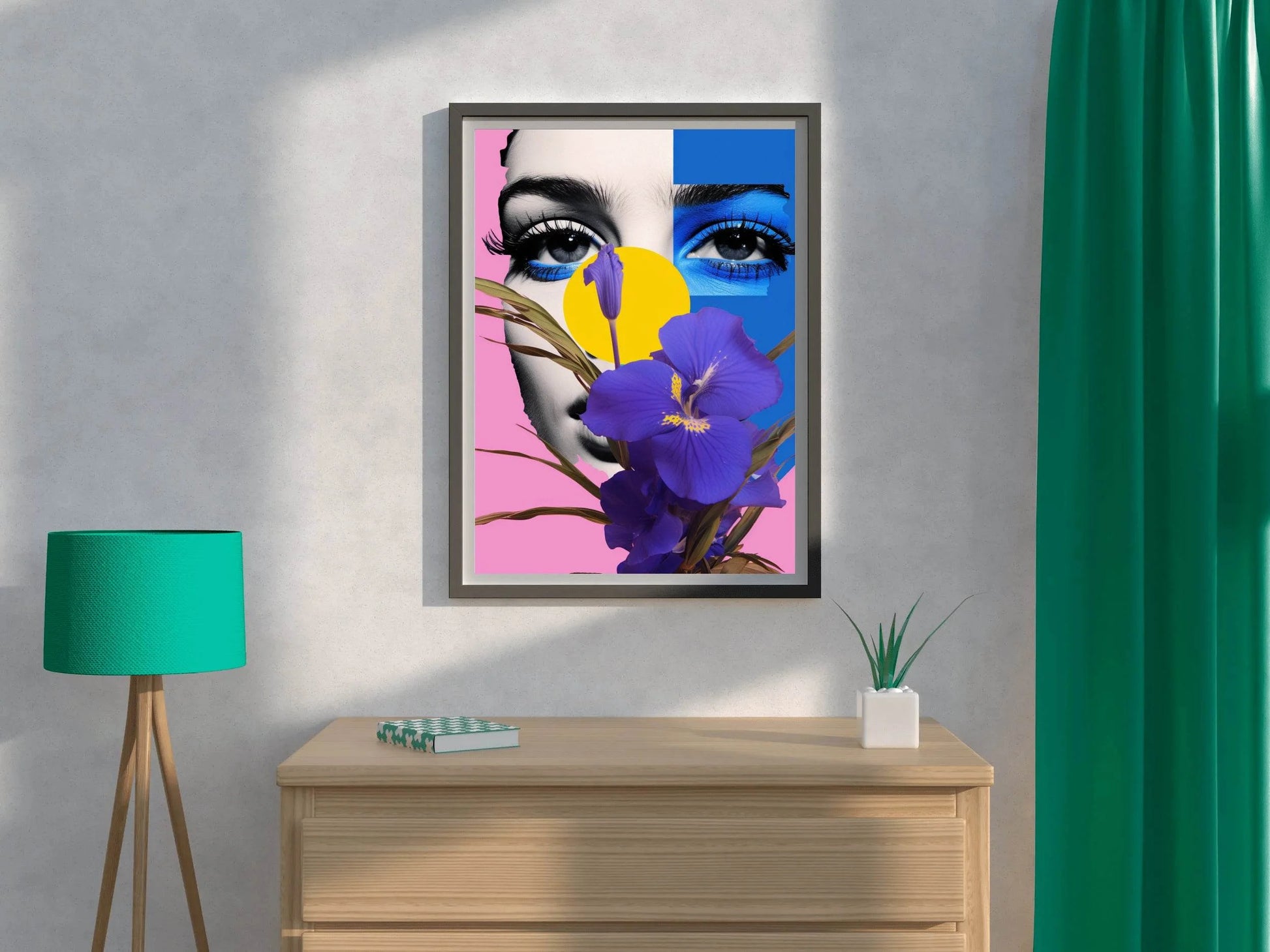 Modern Girl With Flowers Abstract Wall Art - beink online art store