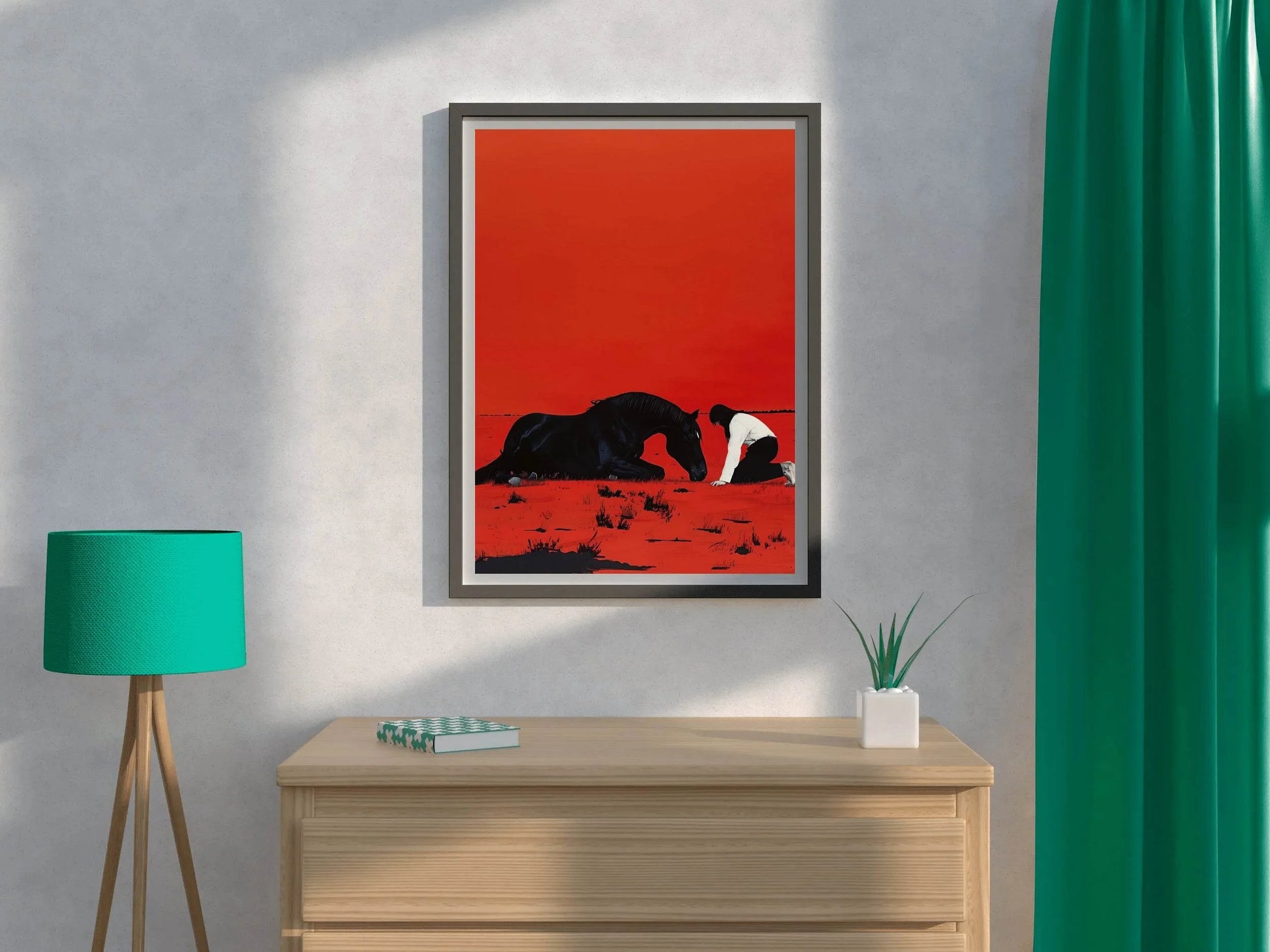 Black Horse Sitting Wall Art - beink online art store