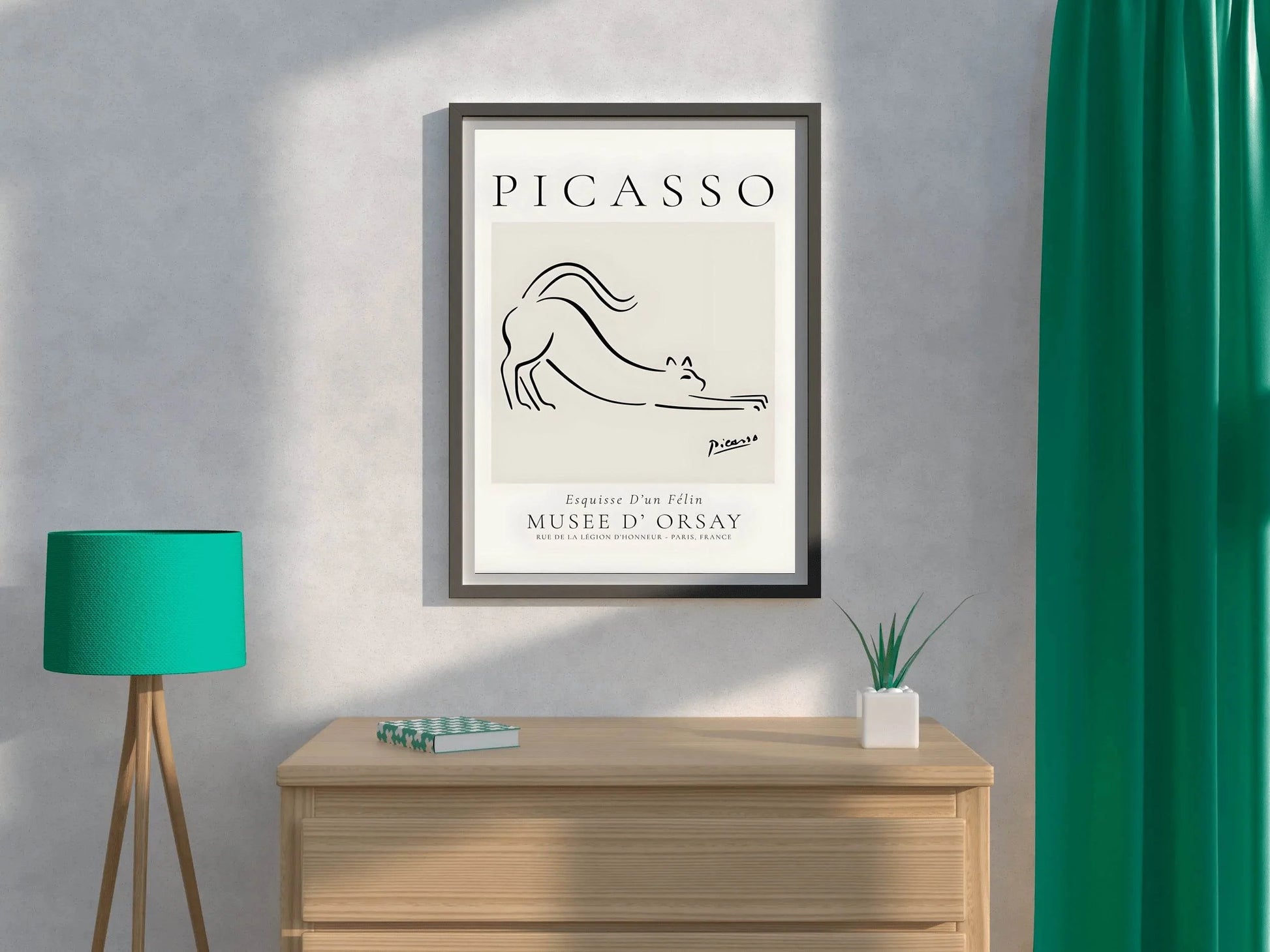 Picasso Animal Cat Line Drawing Wall Art - beink online art store