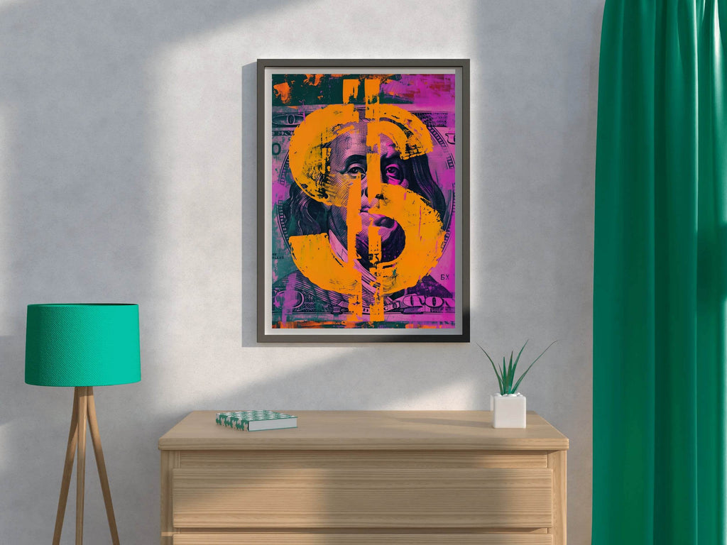 Colorful Dollar Ben Franklin Wall Art - beink online art store