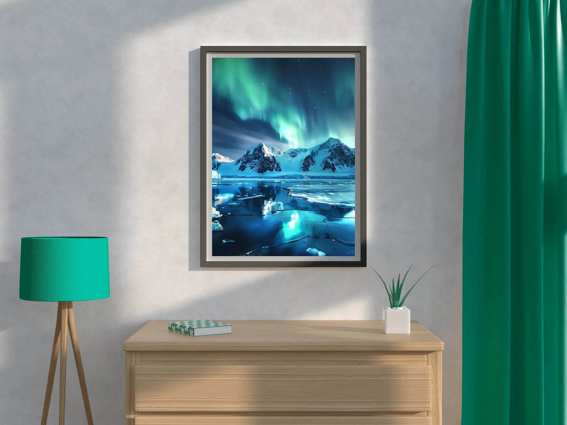 Northern Lights Over Antarctic Peaks wall Art - beink online art store