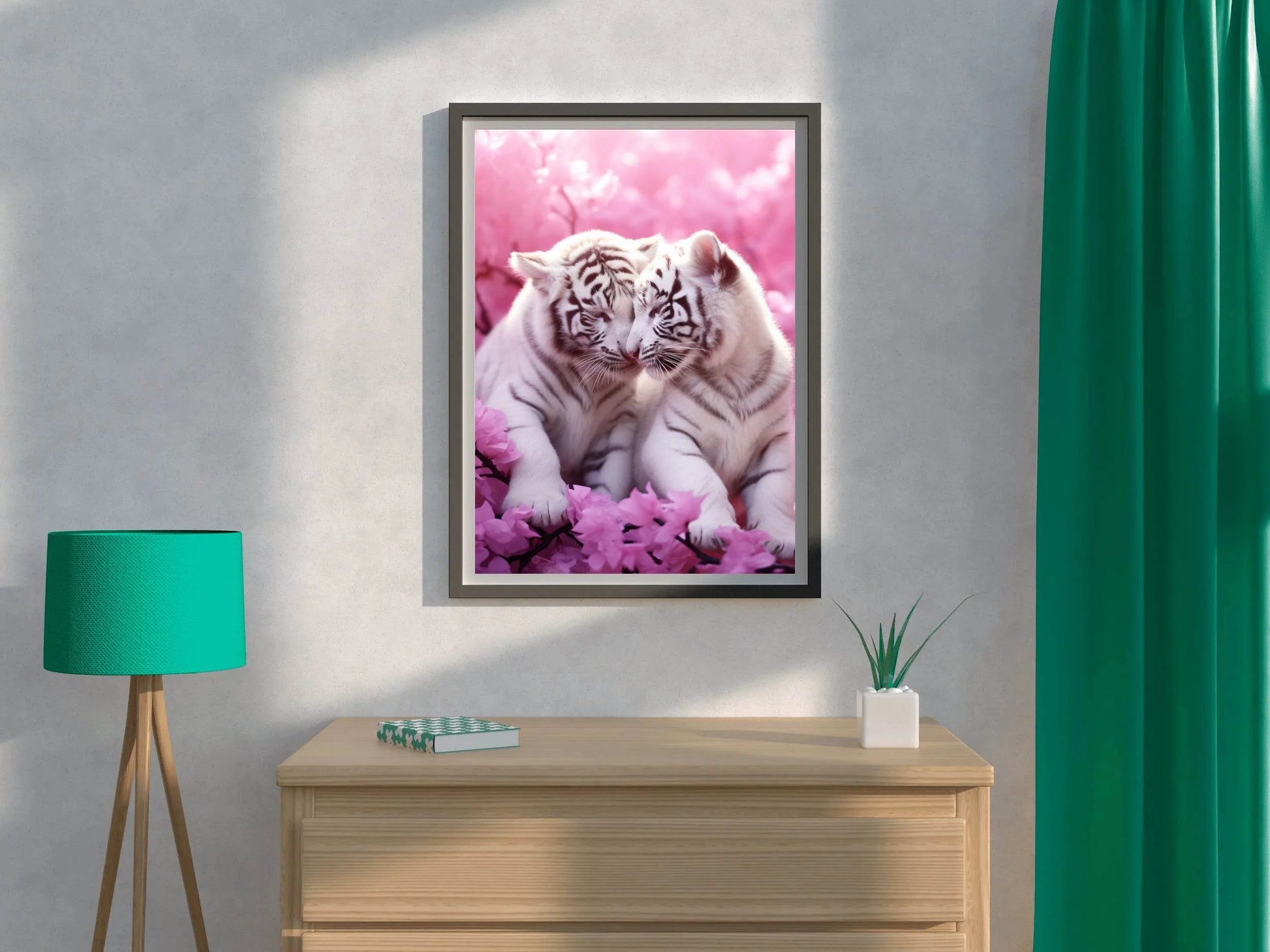 Pair of White Tiger Animal Wall Art - beink online art store