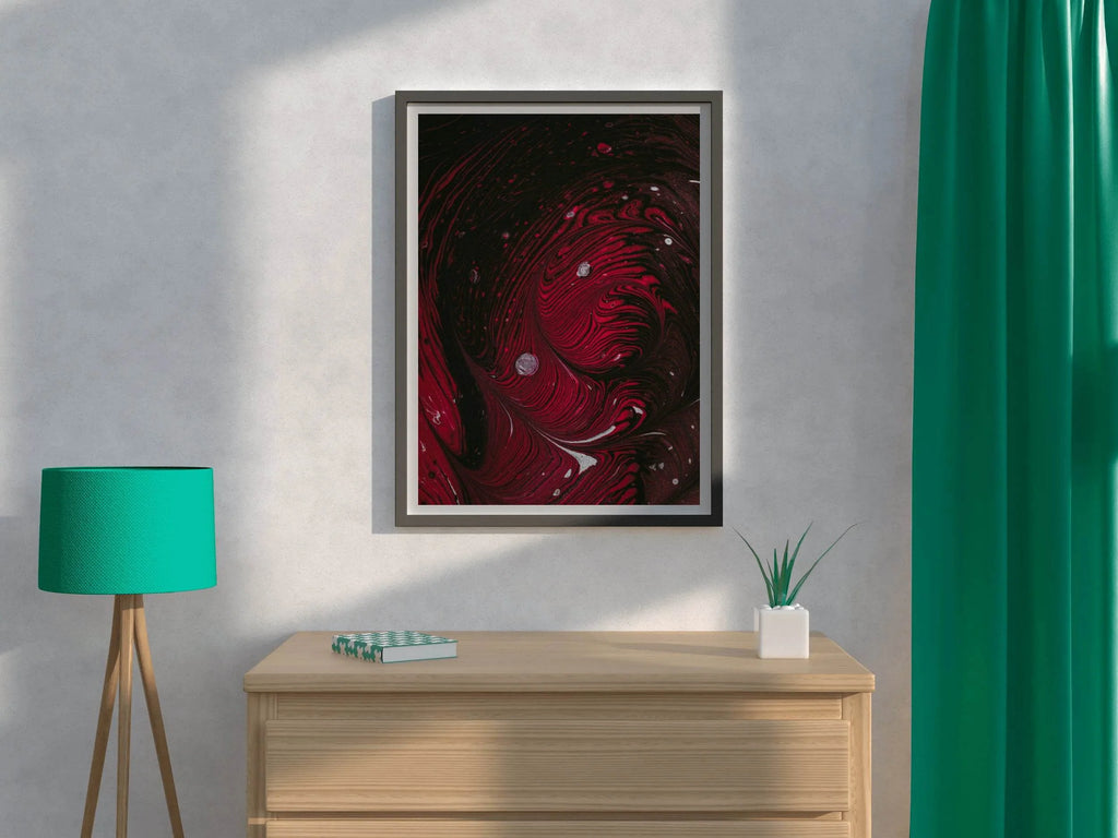 Swirling Red Print Abstract Wall Art - beink online art store